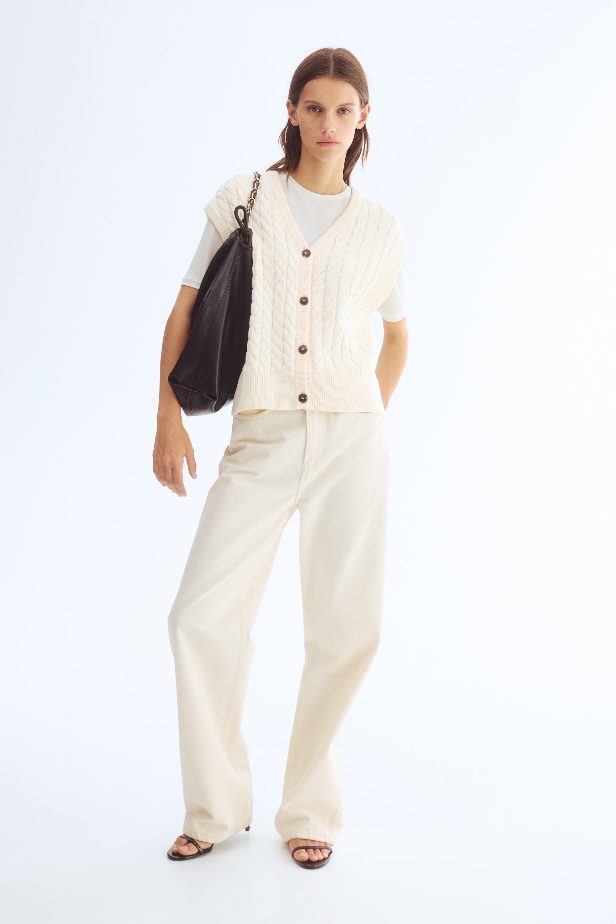 View larger image: Cable-Knit Vest - Cream - Ladies | H&M PH 2