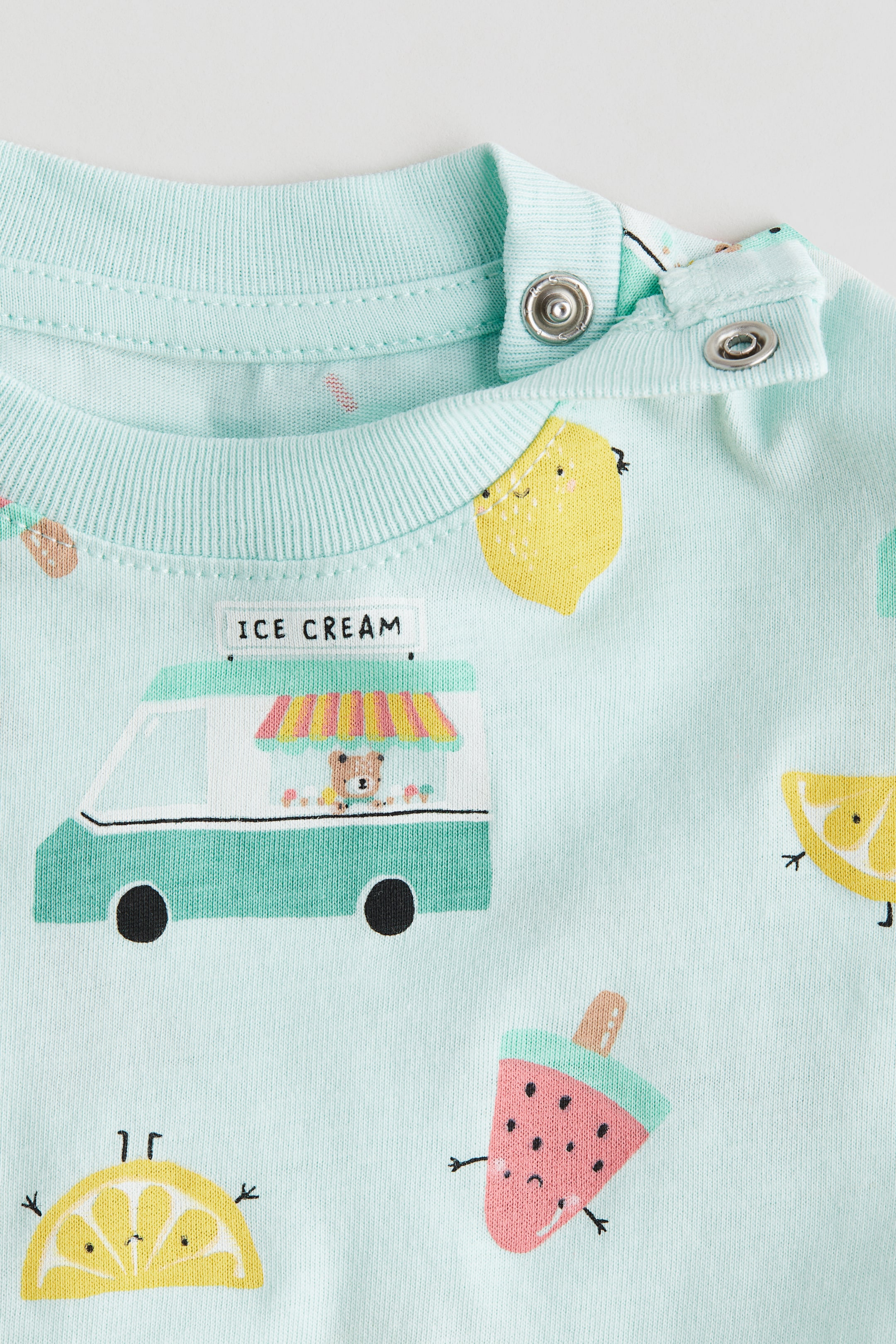 Cotton Jersey T-shirt - Mint green/ice cream - Kids | H&M US