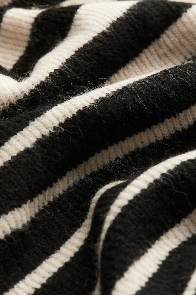 Rib-knit dress - Black/Cream striped/Dark grey - 4
