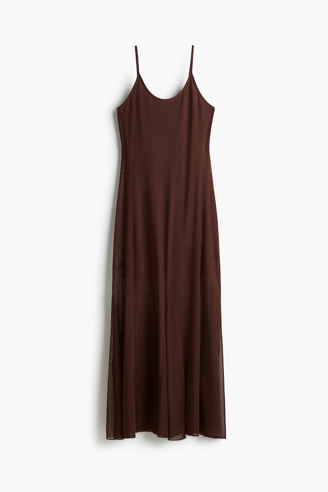 Trägerkleid aus Mesh - Dunkelbraun/Hellgrün - 1