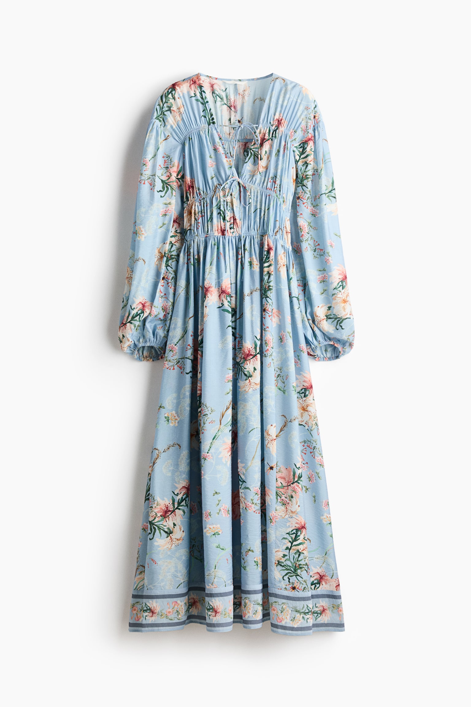 Printed tie-detail dress - Light blue/Floral/Black/Floral/Light beige/Floral - 1