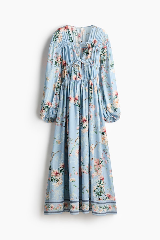 Printed Tie-Detail Dress - Light blue/floral/Light beige/floral/Black/floral - 1