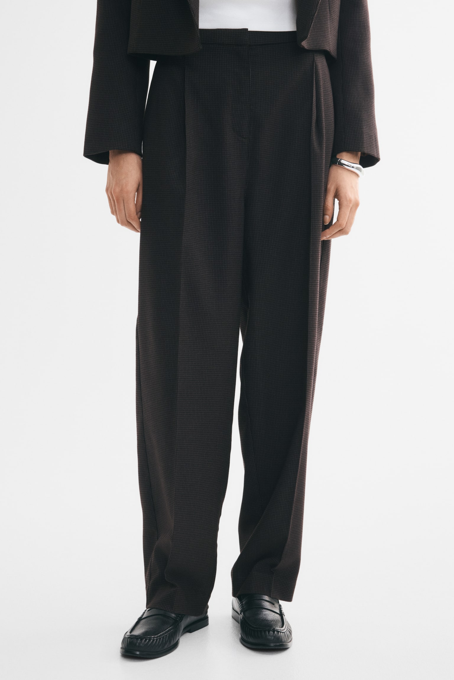 Женские брюки H&M Twill Dress Pants, цвет: Коричневый / Гусиная лапка — фото 6