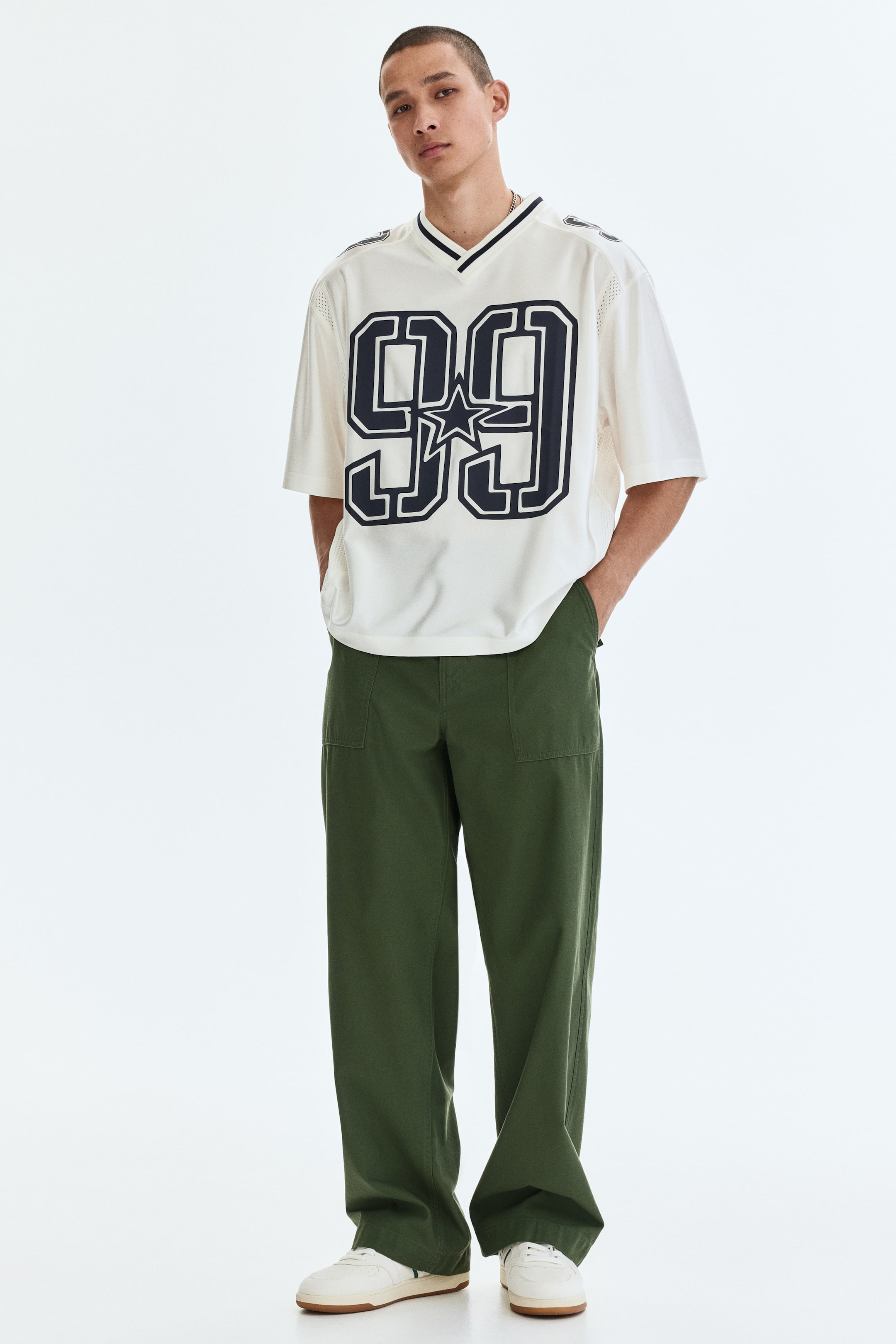 T-shirt ample en filet imprimé