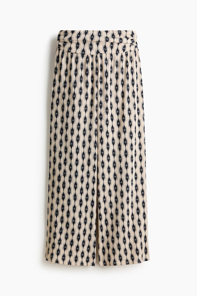 Wide-Leg Gathered-Waist Pants - Light beige/patterned/Black/patterned/Dark purple - 1