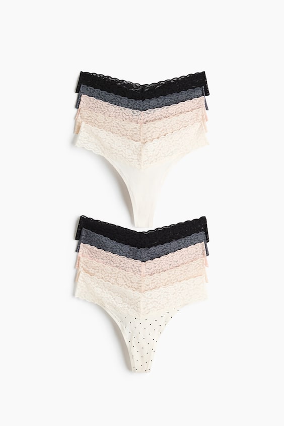 Женские трусы-стринги H&M кружевные, 10 шт