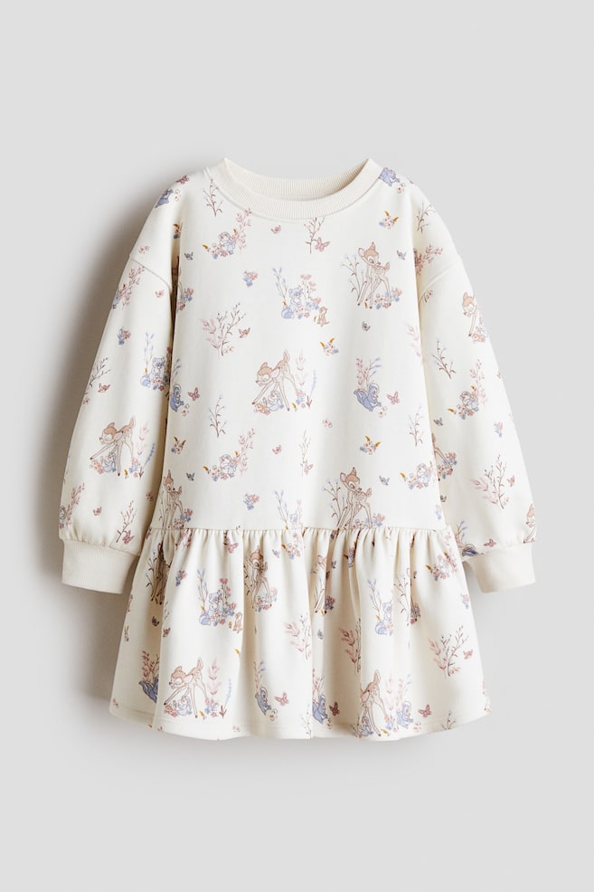 Vestido sudadera con estampado - Blanco/Bambi - 1