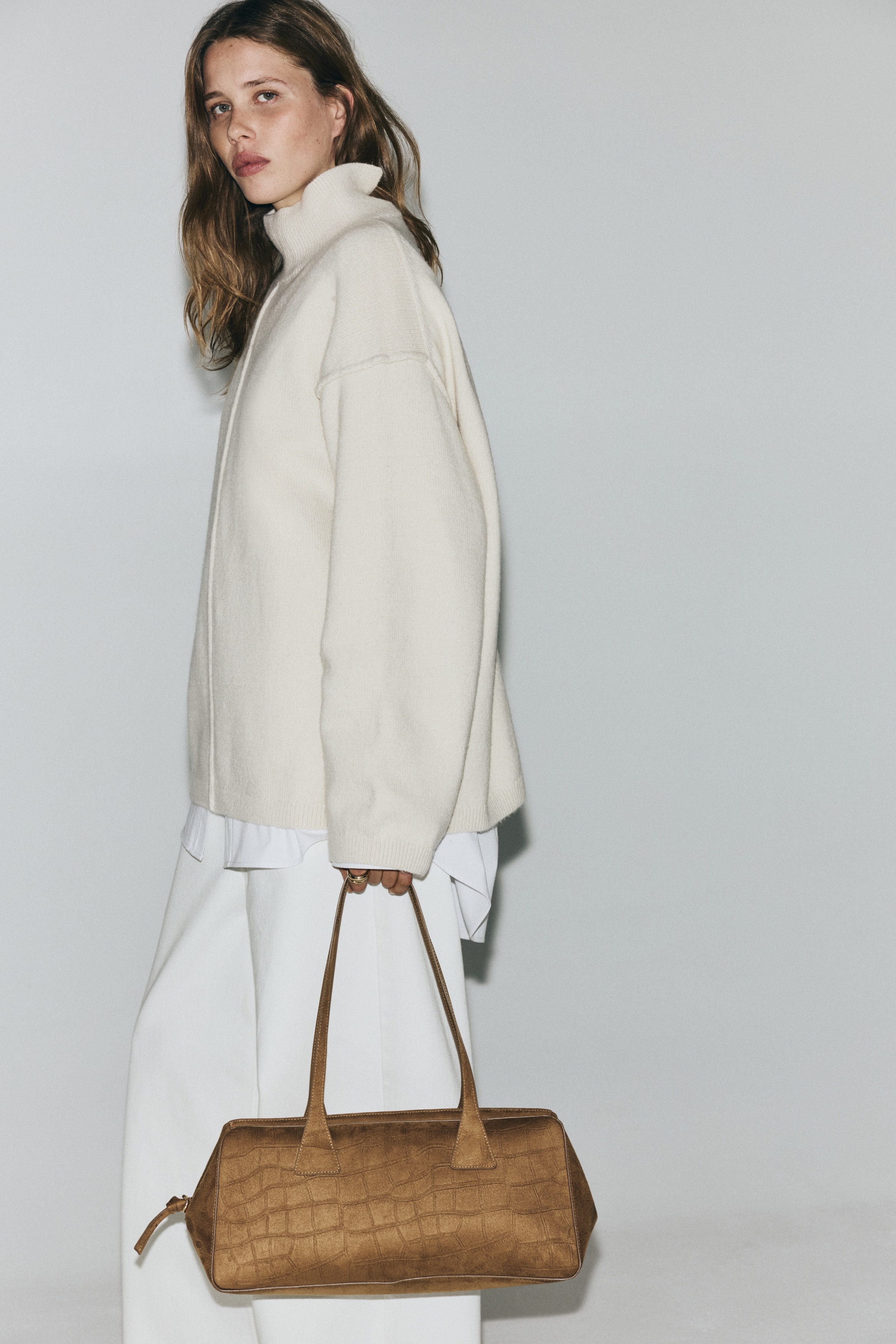 Seam-detail turtleneck jumper