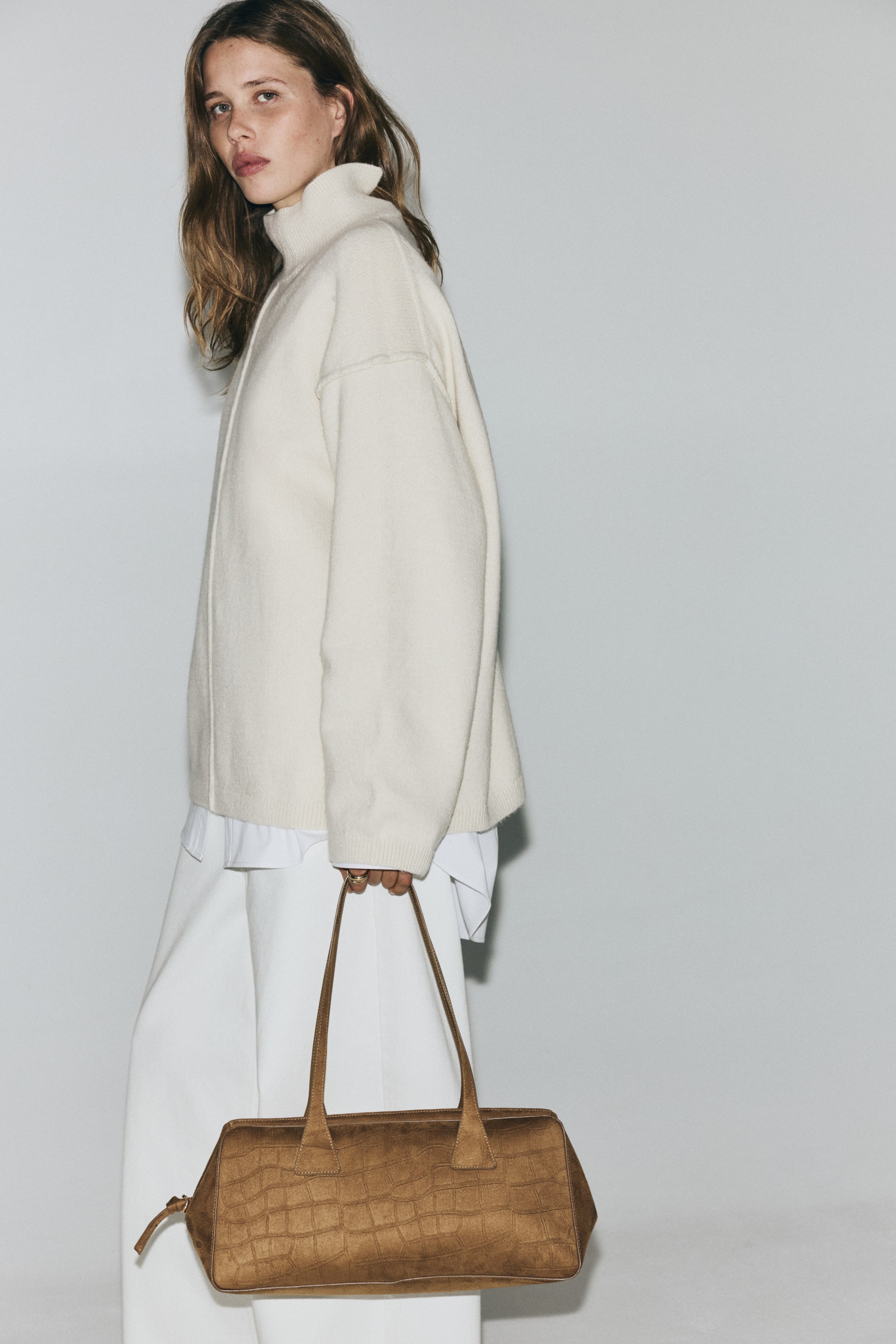 Näytä suurempi kuva: Saumallinen puolipooloneule - Kermanvaalea - NAISET | H&M FI 3