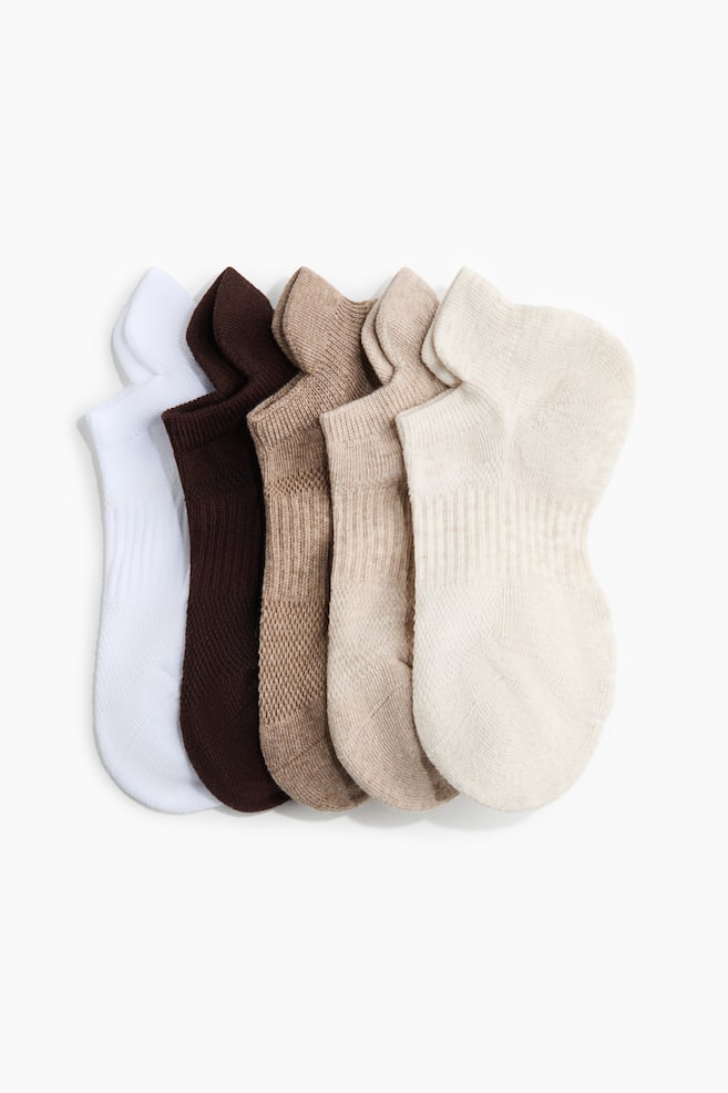 5er-Pack Sportsocken - Warmes Braun/Beige/Weiss/Schwarz/Weiss - 1