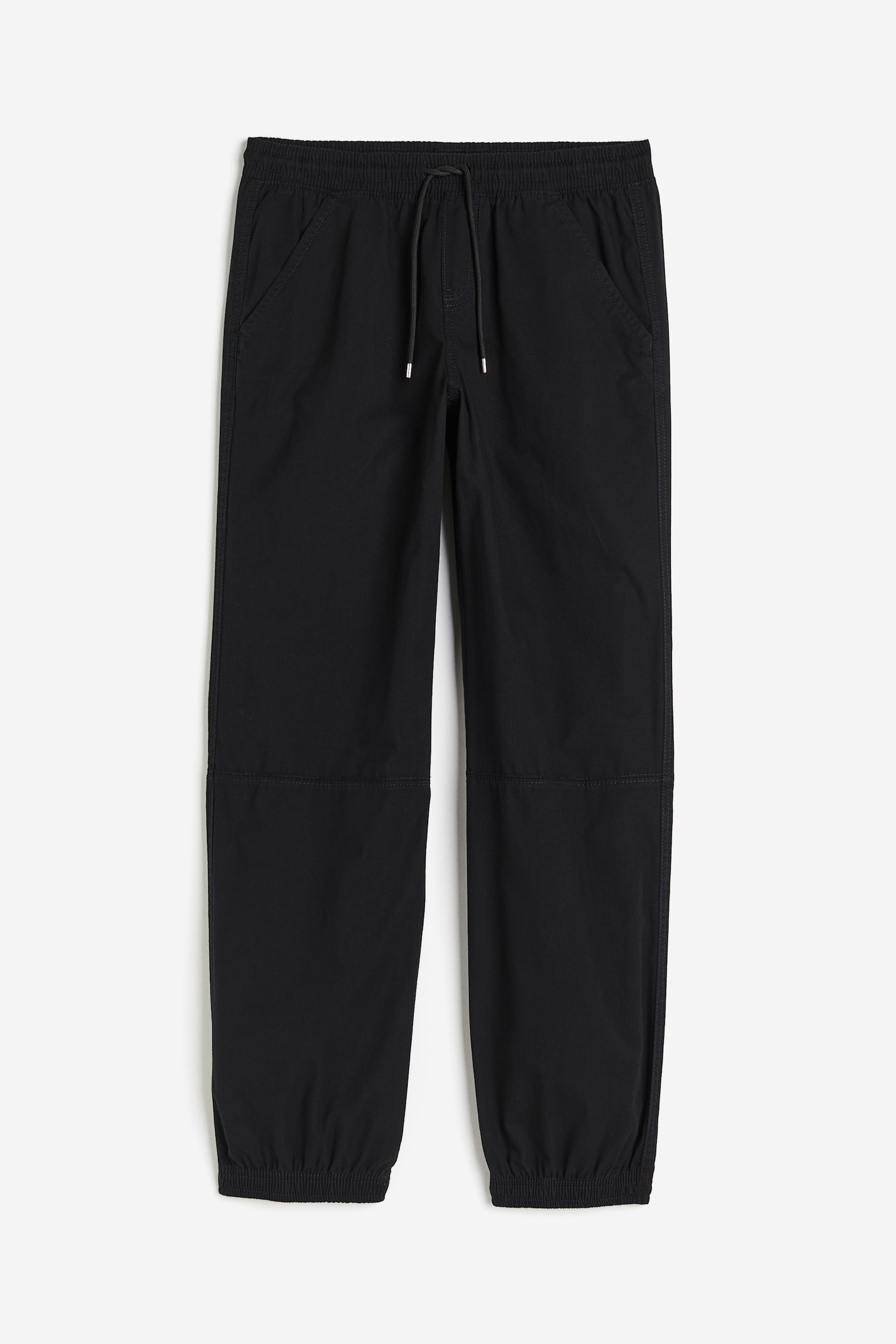 Low-waisted pull-on trousers - Black/Light grey - 2