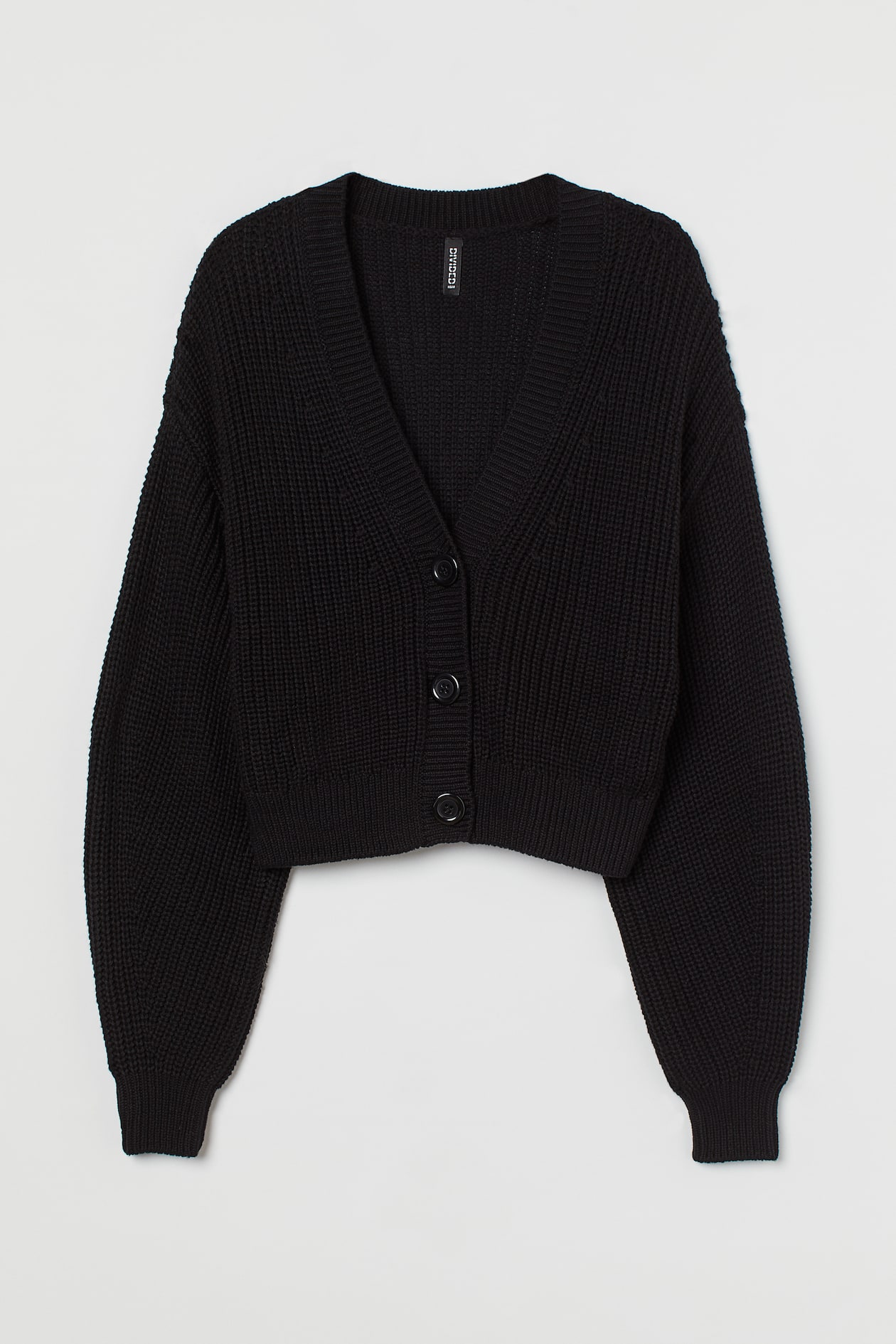 Rib-knit Cardigan - V-neck - Long sleeve - Black - Ladies | H&M US