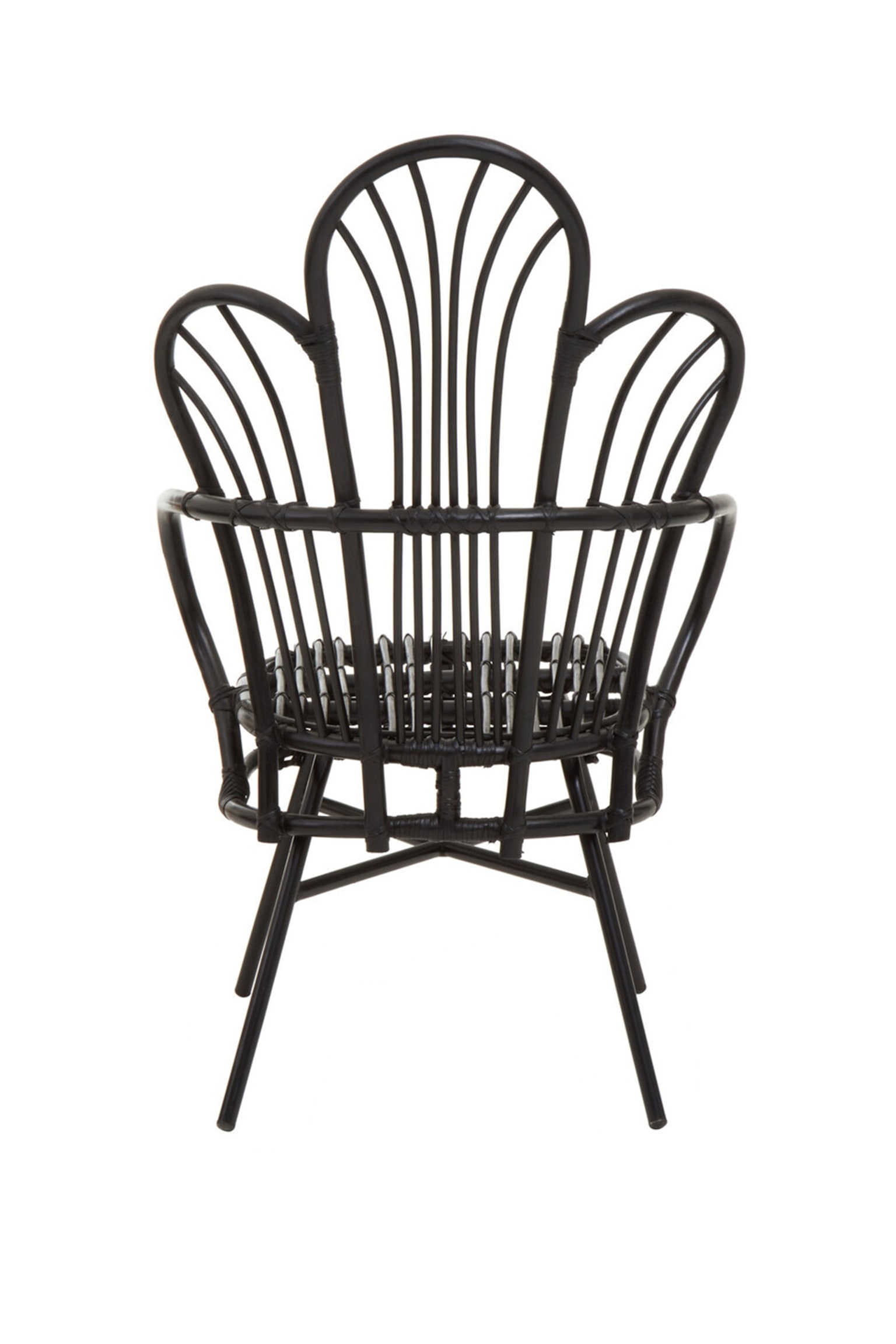 Java Rattan And Metal Scalloped Back Chair - Black - 3