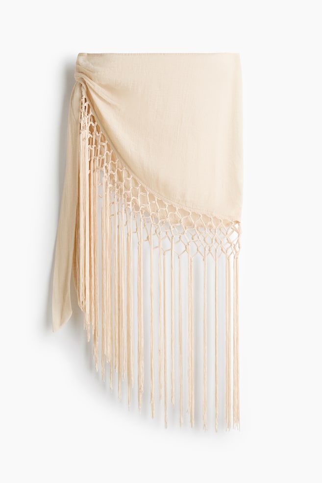 Pañuelo de cadera con flecos - Beige claro - 1