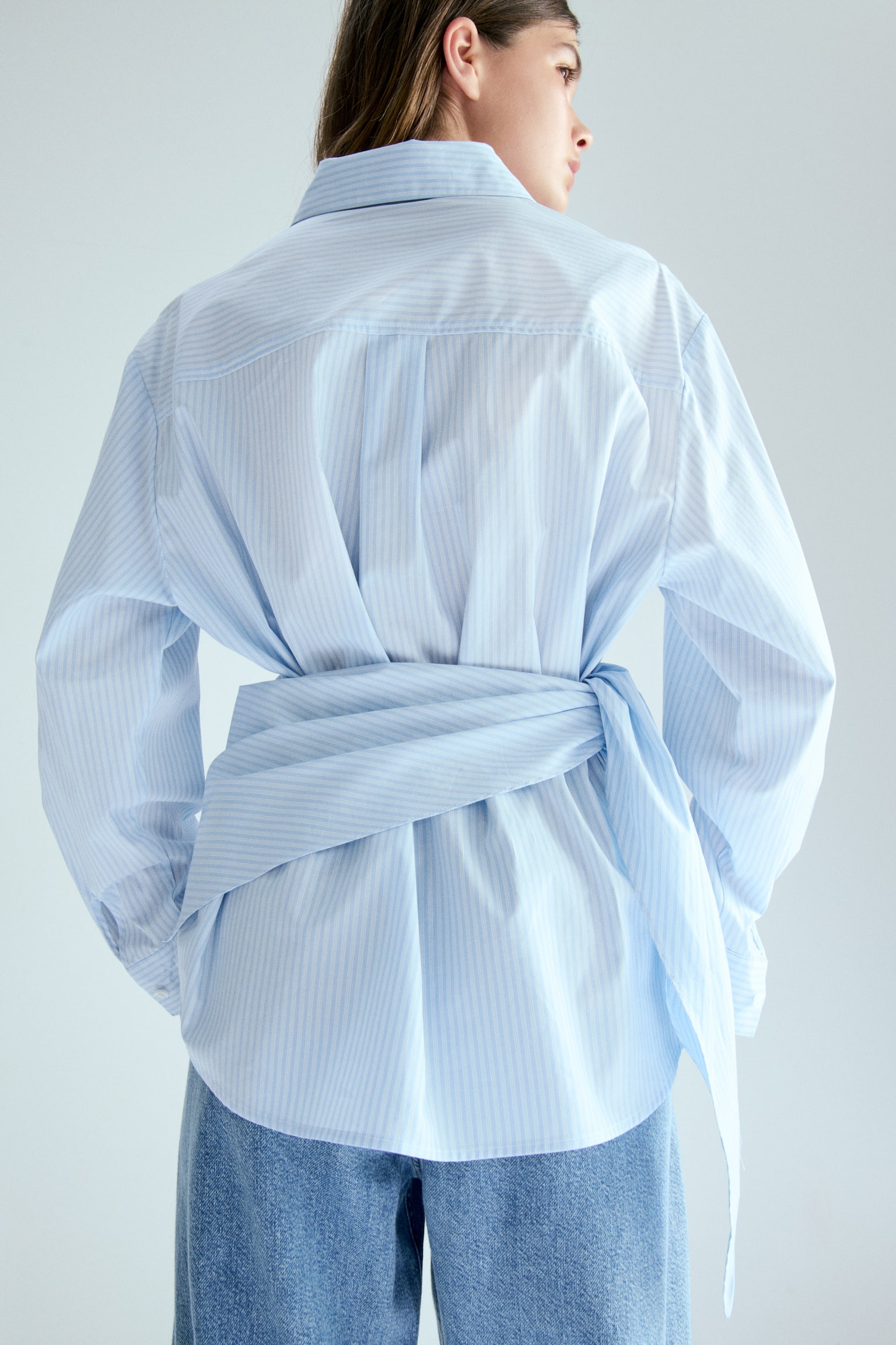Chemise avec foulard - Bleu clair/rayé - 4