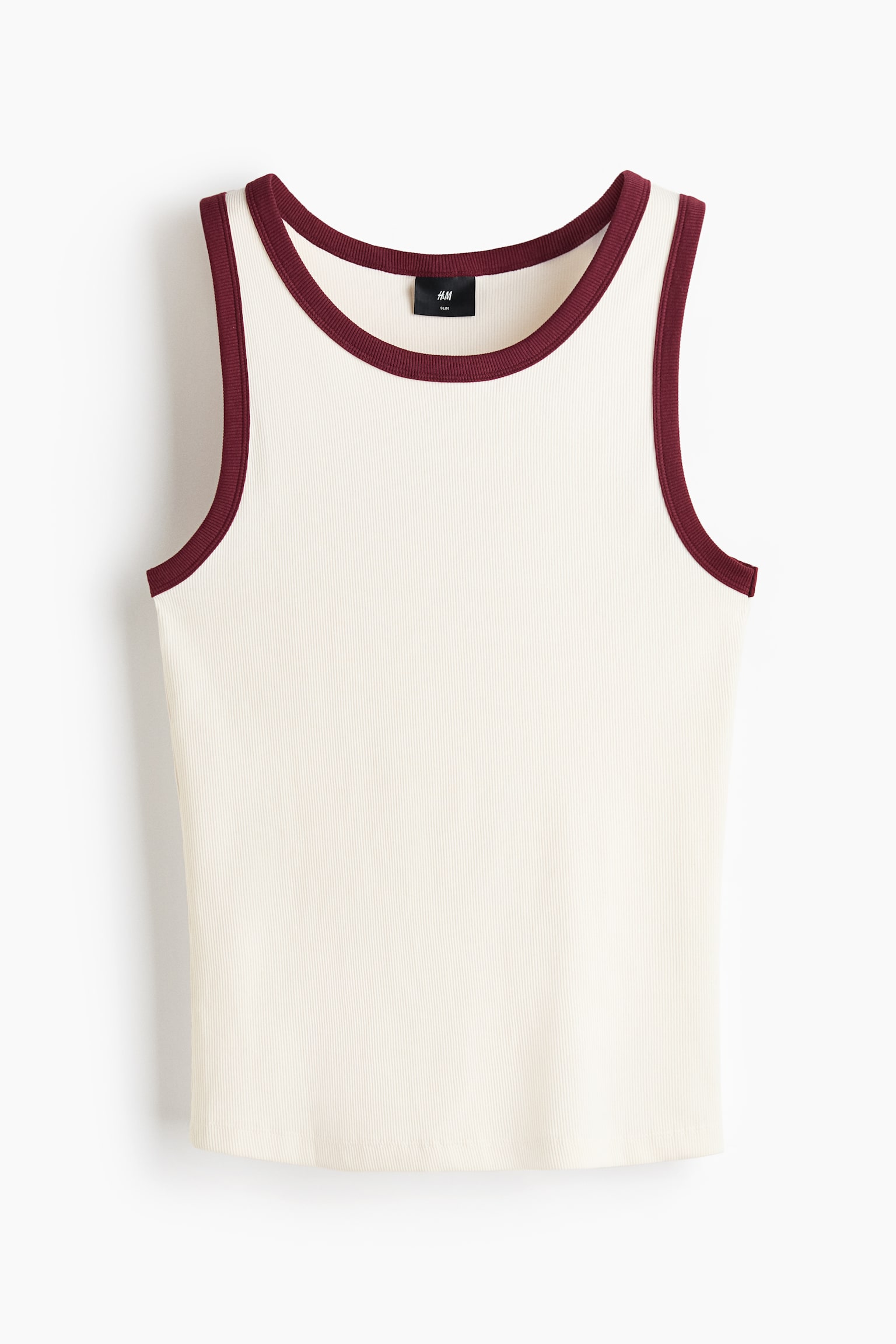 Slim Fit Ribbed vest top - Cream/Dark brown