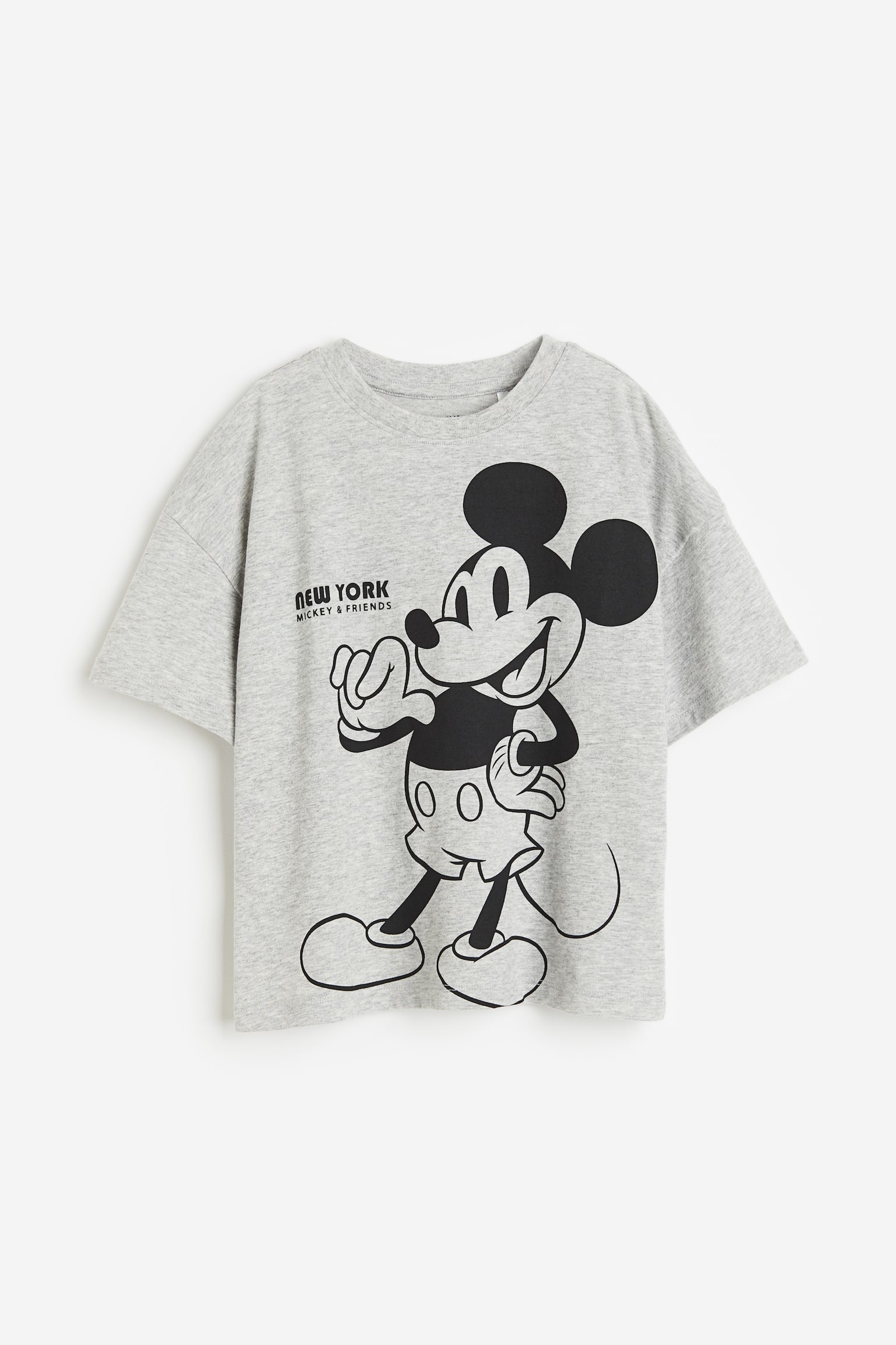 Oversized Print Tee - Grey marle/Mickey Mouse - 1