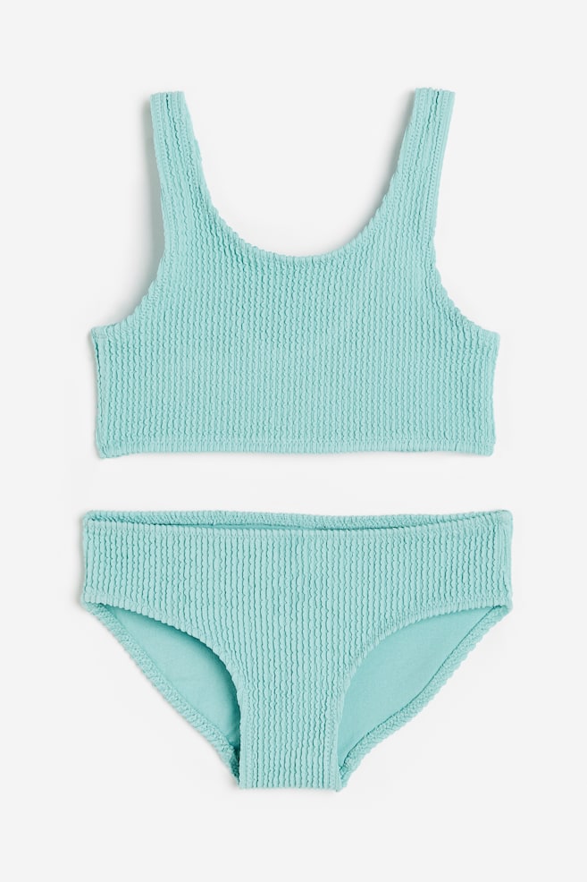 Textured bikini - Dusty turquoise/Pink - 1