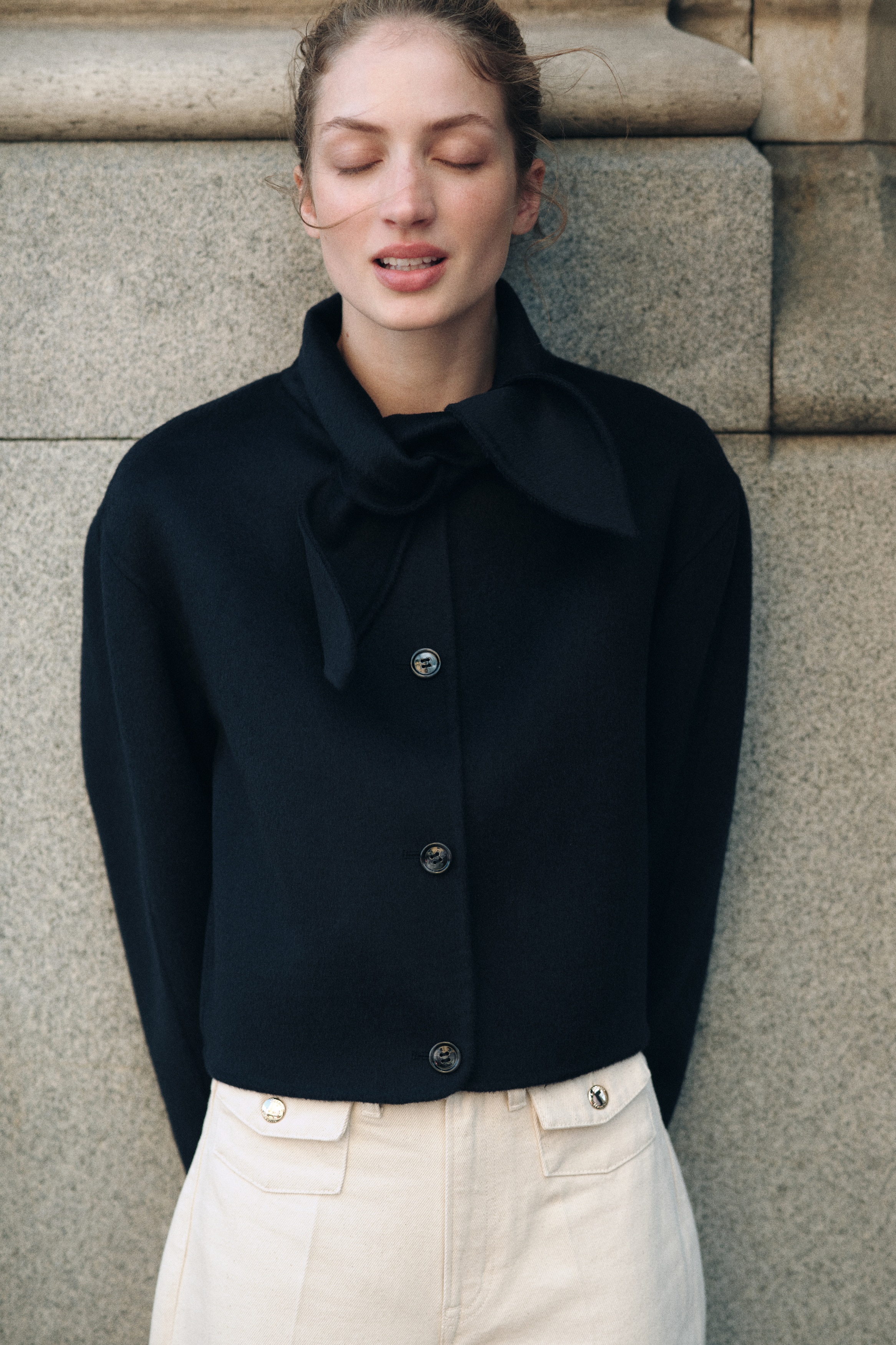 Femme - Veste faite main en laine mélangée Bleu marine - Size: XL  - H&M