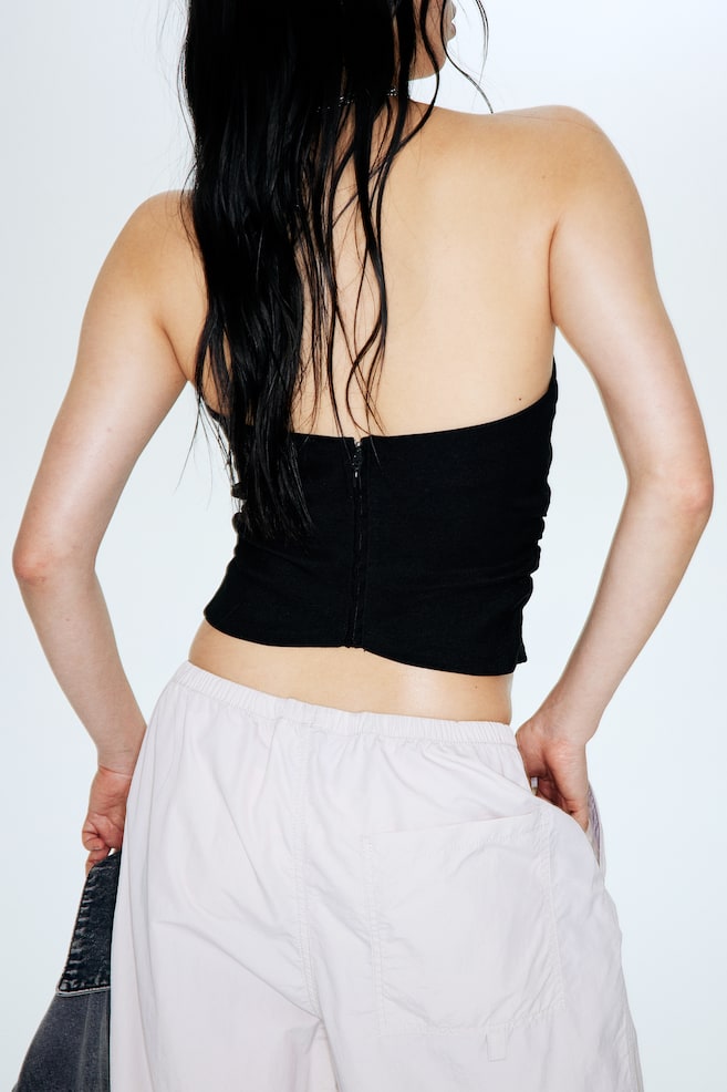 Top a corsetto arricciato - Nero/Grigio/motivi batik - 3
