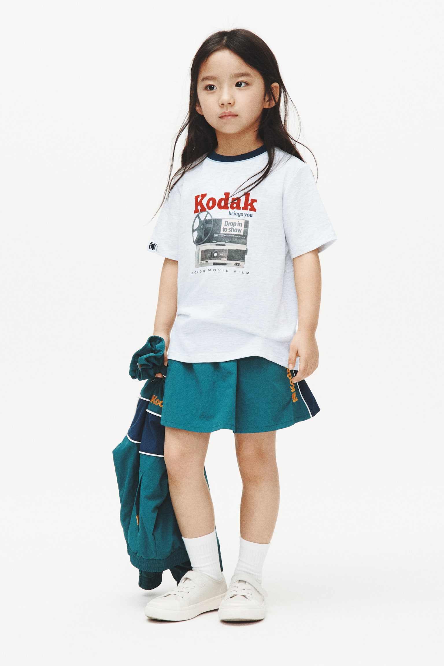 ルーズフィット プリントTシャツ-ライトグレーメランジ／Kodak - 6