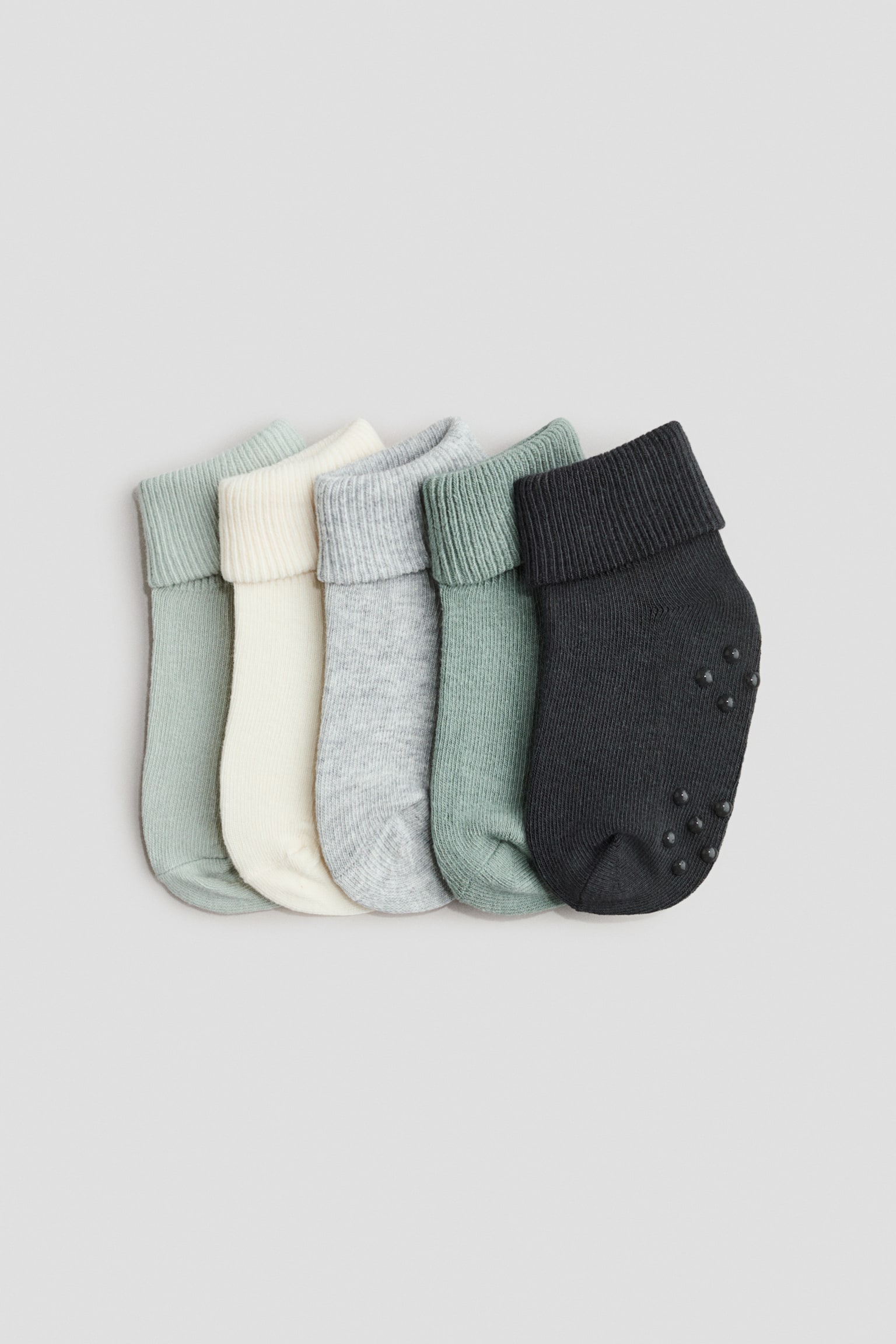 5-pack de calcetines - Verde/Gris oscuro/Beige jaspeado/Café/Blanco/Rosa/Blanco