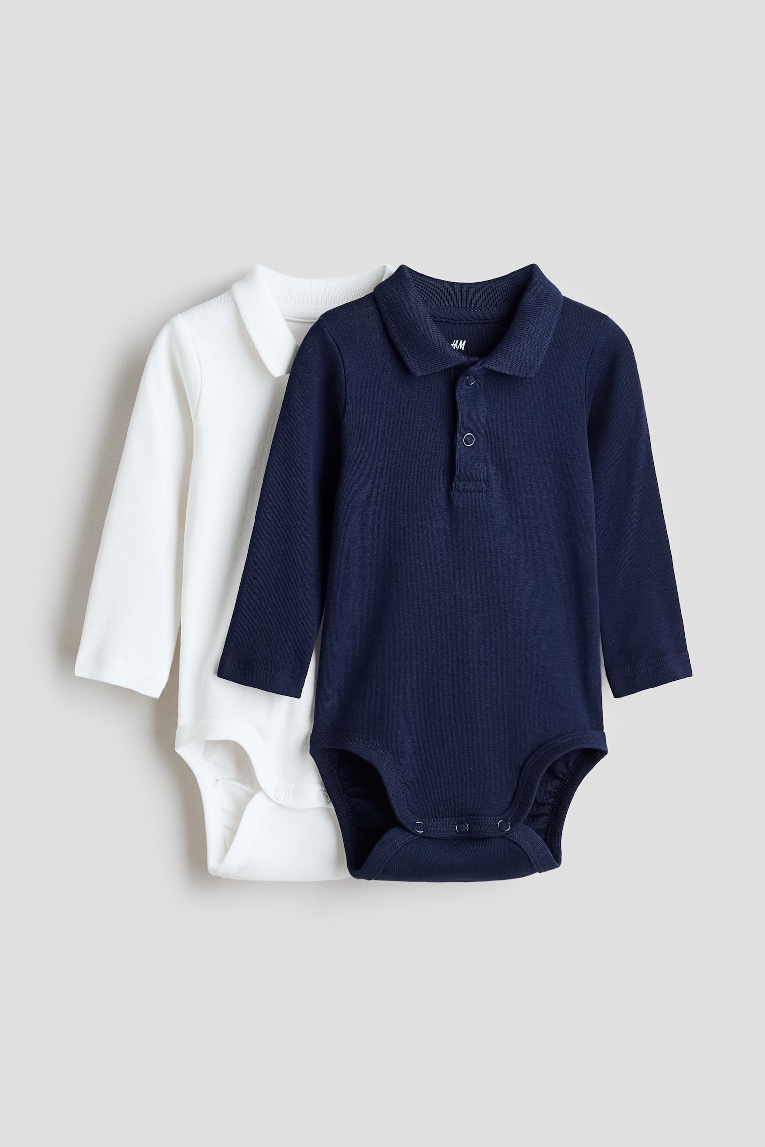 2er-Pack Polobodys - Marineblau/Weiß