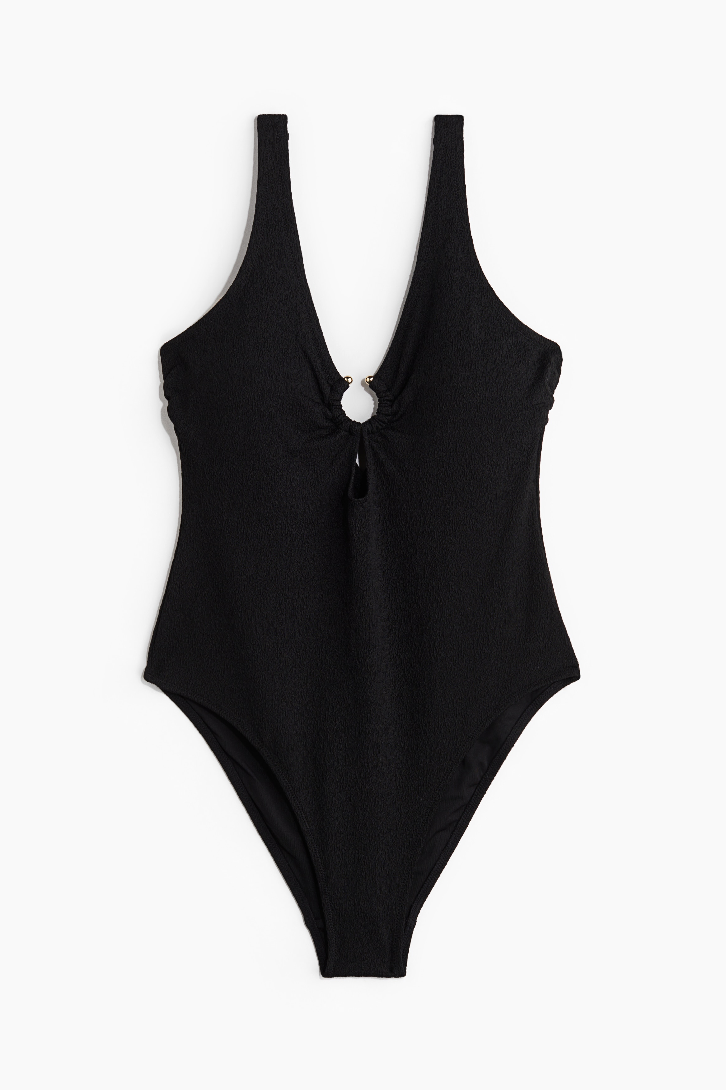 Ολόσωμο μαγιό High Leg με θήκες με ενίσχυση - Μαύρο/Σκούρο καφέ