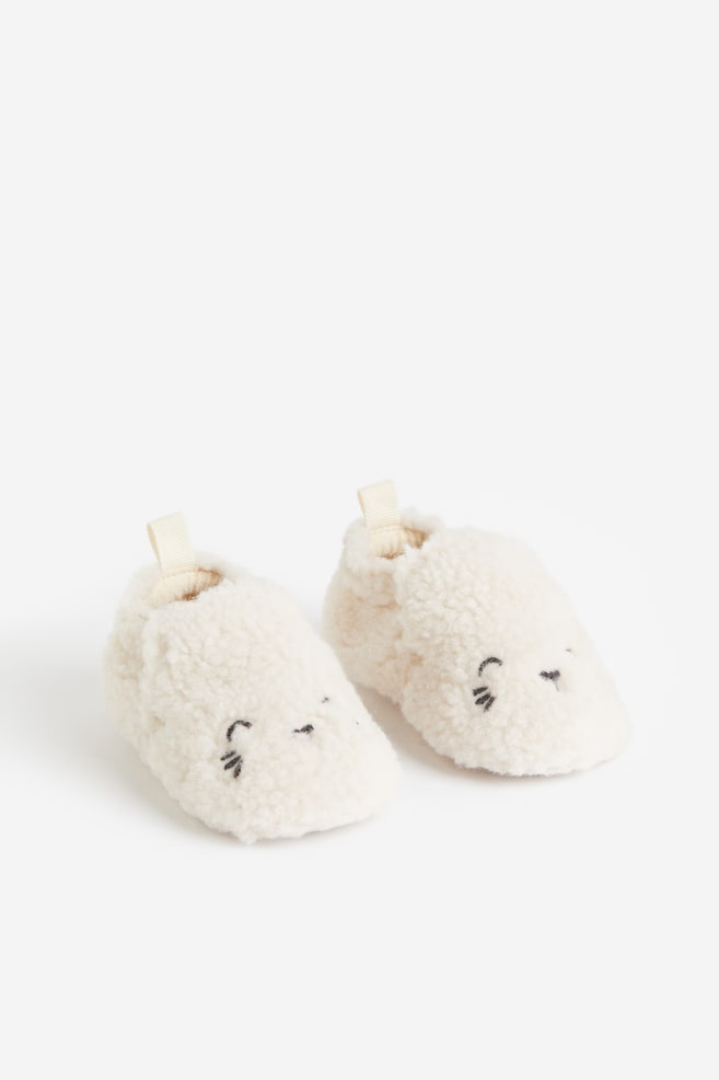 Teddy slippers - Natural white/Light pink - 1