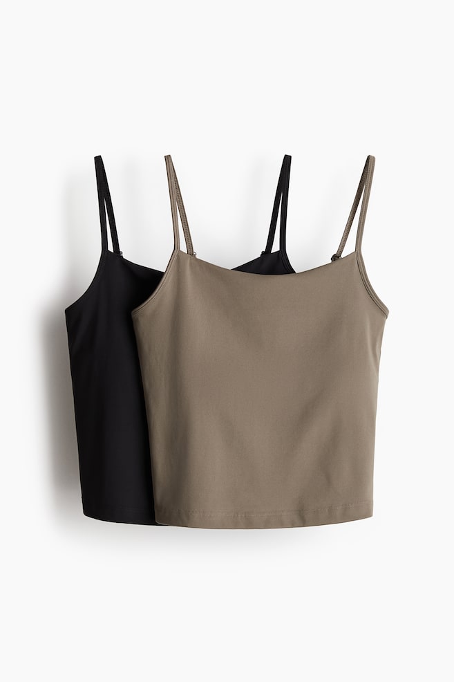 Pack de 2 tops de deporte DryMove™ con tirantes - Beige oscuro/Negro - 1