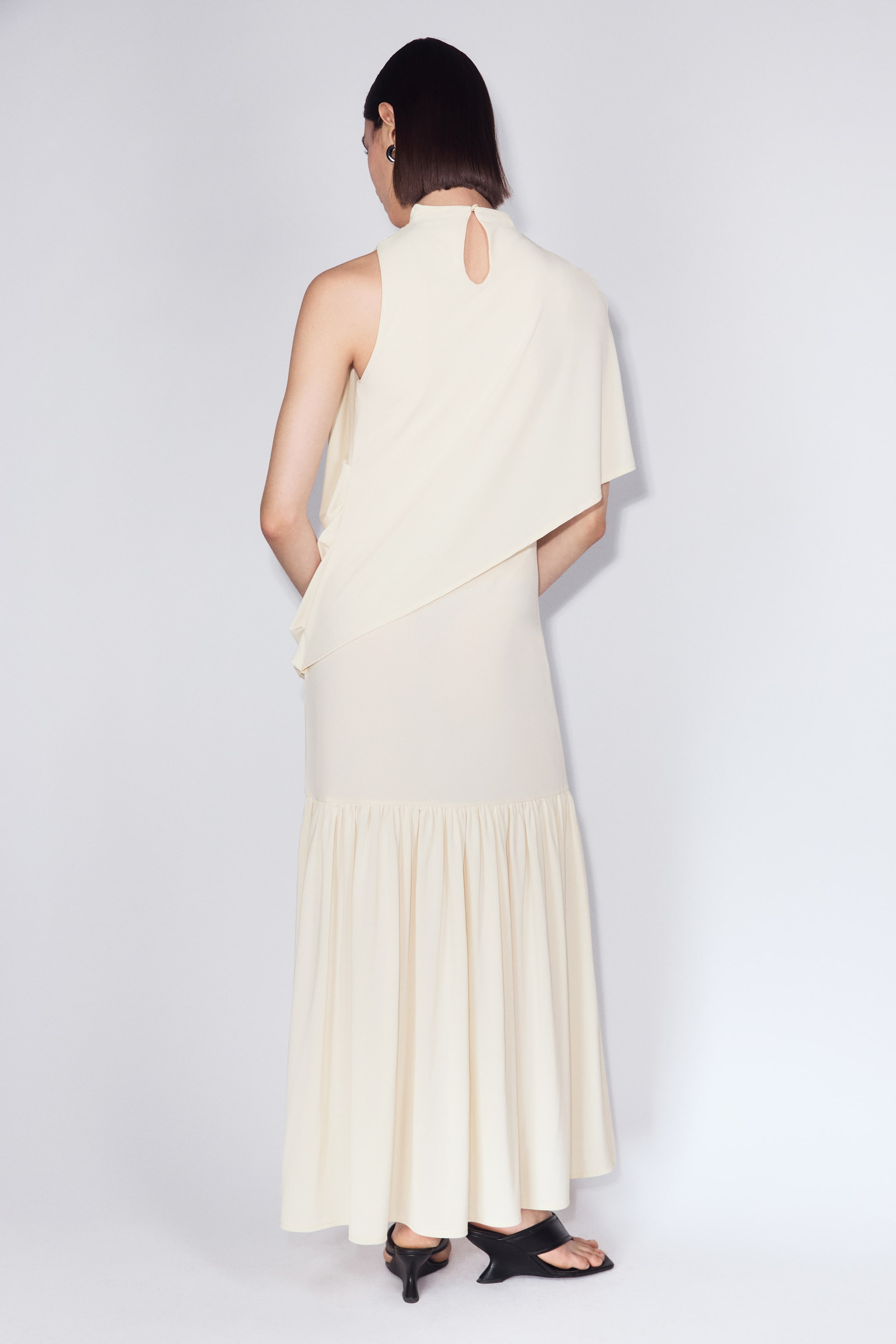 Cape-Detail Jersey Dress