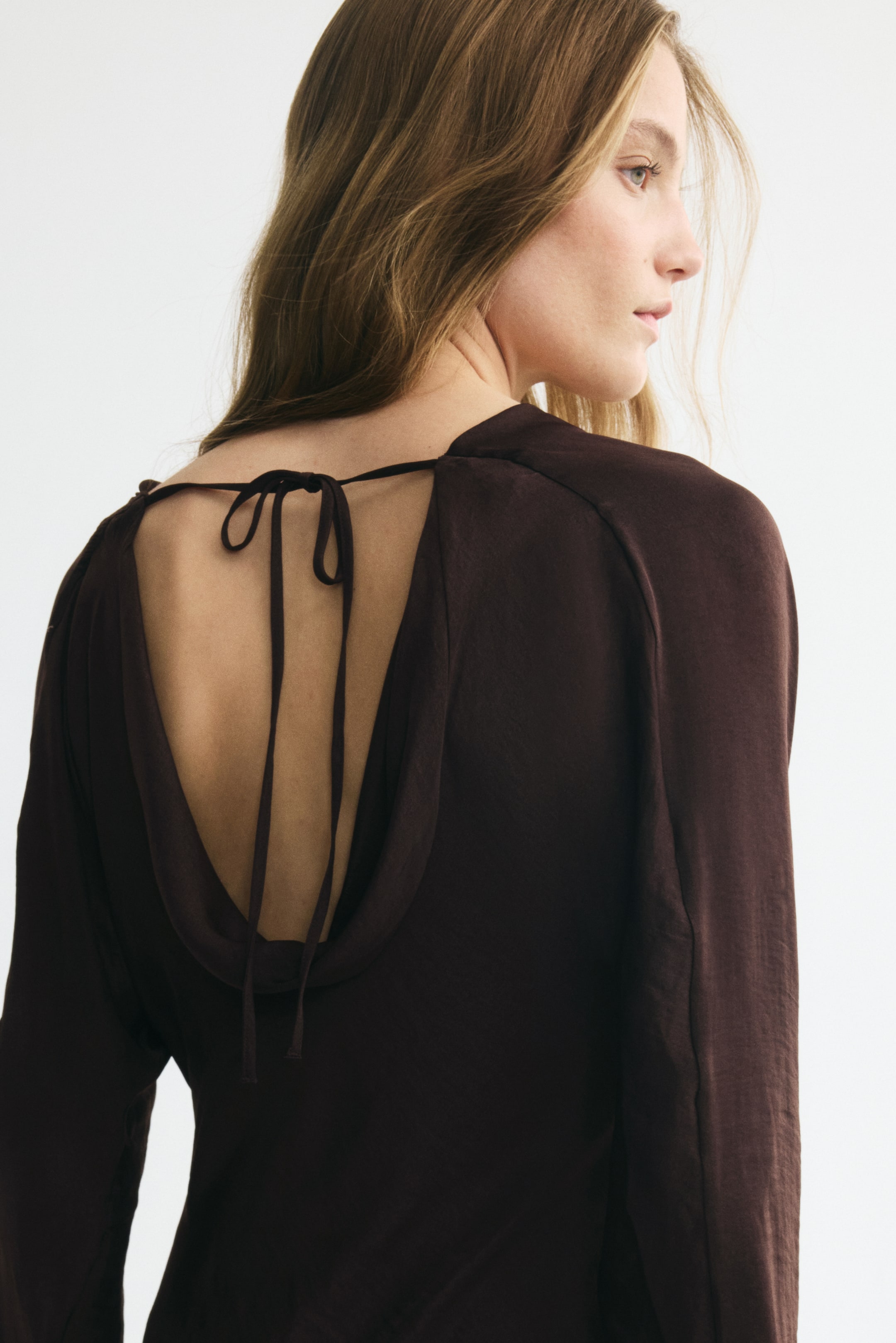 Cowl-Neck Dress with Flared Skirt