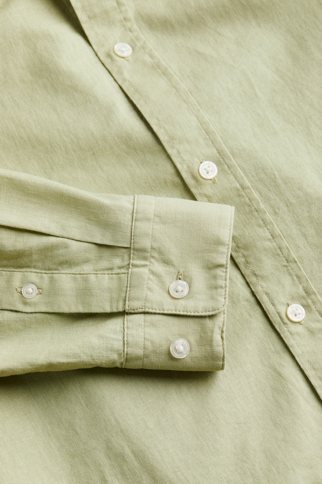 Regular Fit Skjorte i linmiks - Lys grønn/Lys beige/Blå/Hvit stripet/Orange/Stripet/dc/dc/dc/dc/dc/dc - 7