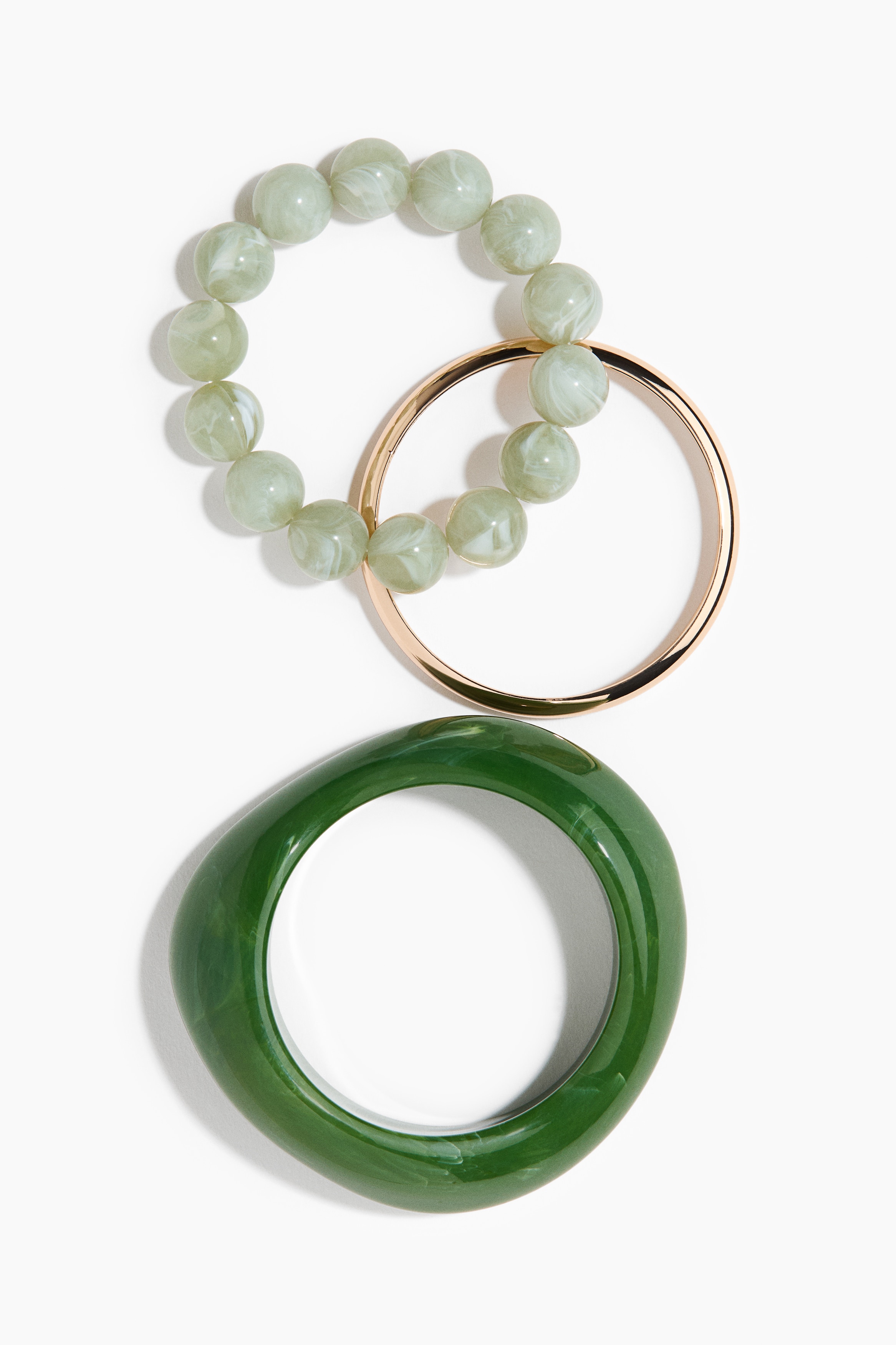 Set van 3 armbanden - Green/Roze