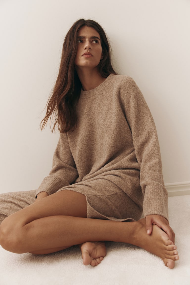 long white knit dress Payton Turtleneck Ribbed Knit Dress main image 0