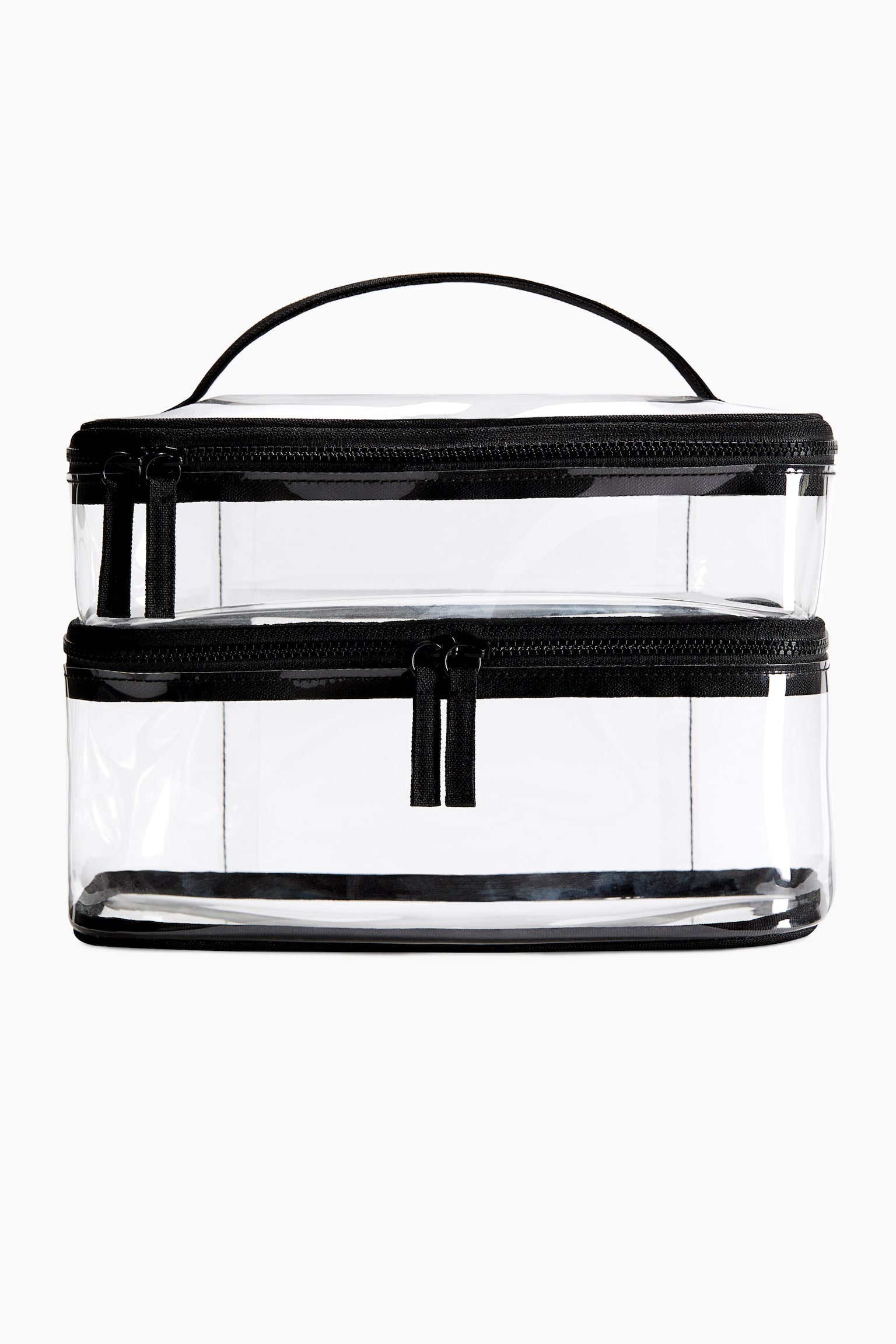 Big two-tiered wash bag - Black/Transparent - 1