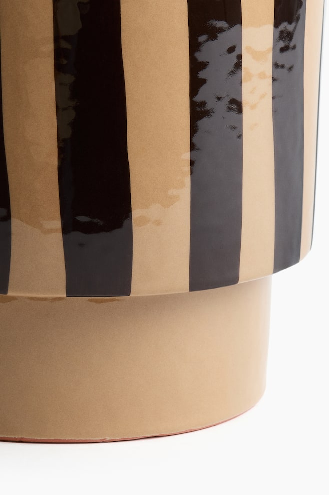 Terracotta plant pot-Dark beige/Striped - 3