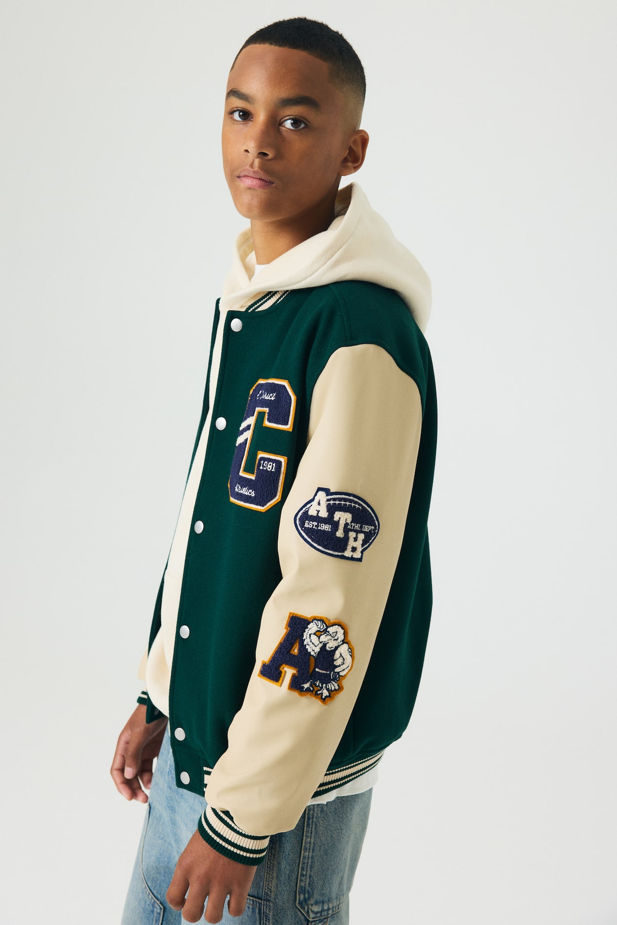 Appliquéd baseball jacket Green/C Kids H&M IN