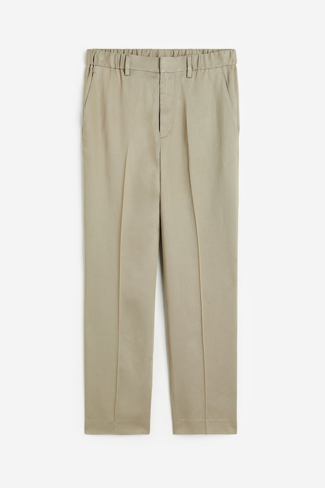 Pantaloni eleganti in lyocell Regular Fit - Beige/Marrone scuro - 1