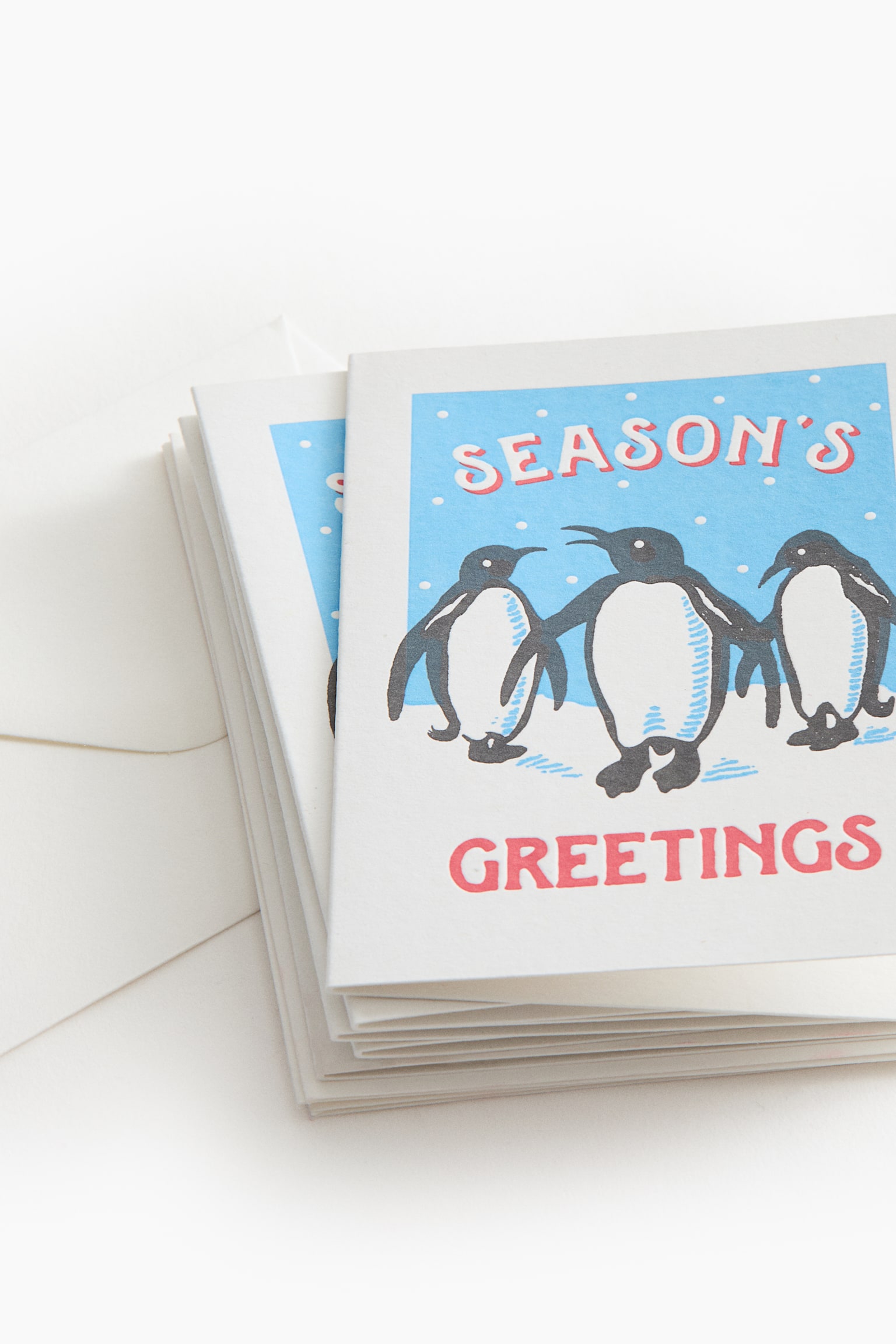 Penguins Notelet Christmas Card Pack - Blue - 3