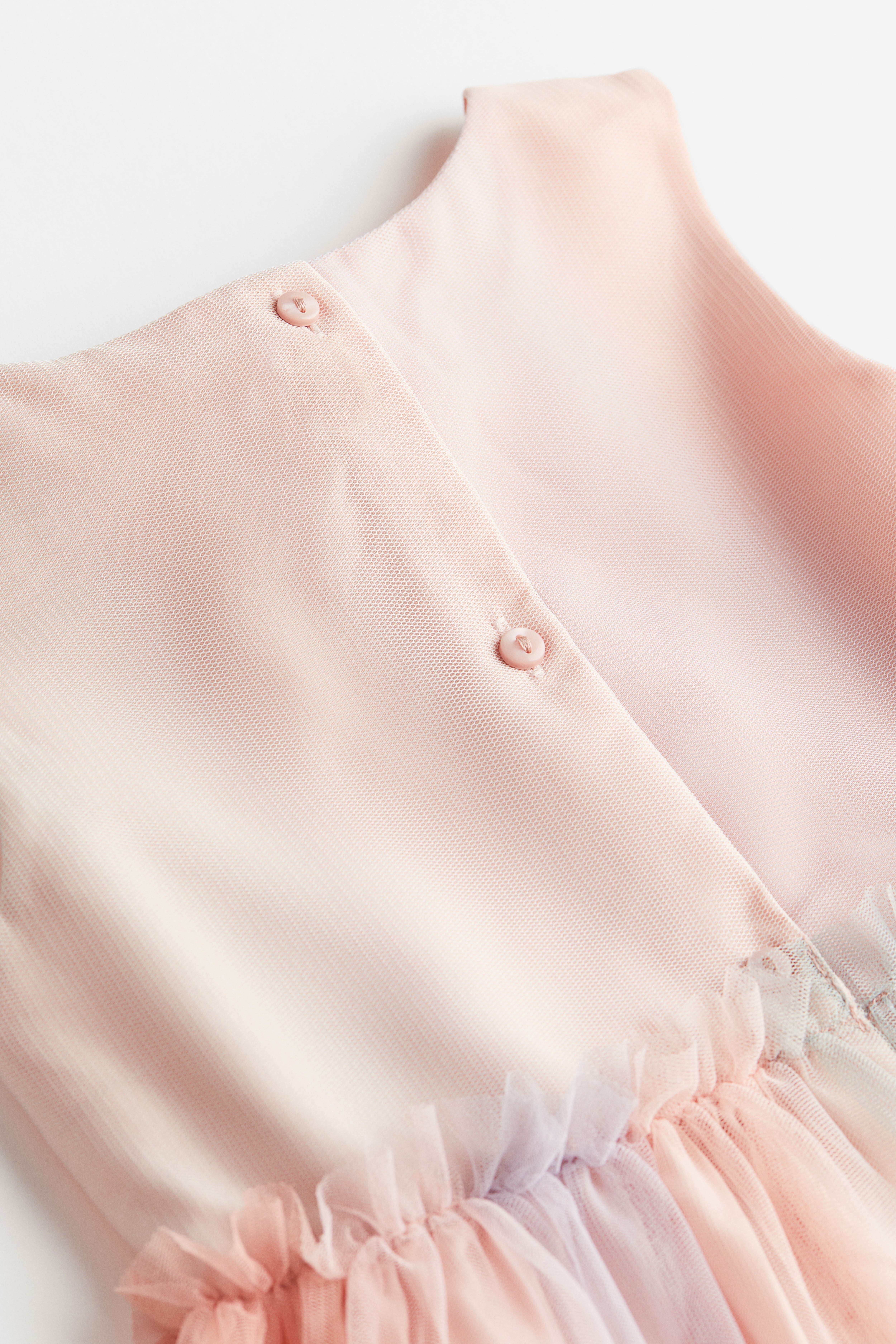 Ruffle-trimmed Tulle Dress - Round Neck - Sleeveless - Light Pink/pink ...