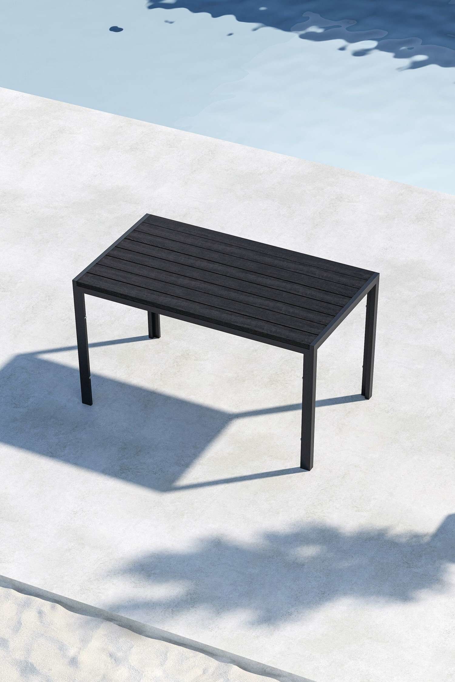 Mirko Dining Table - Aluminum, Black/Aluminum, Beige