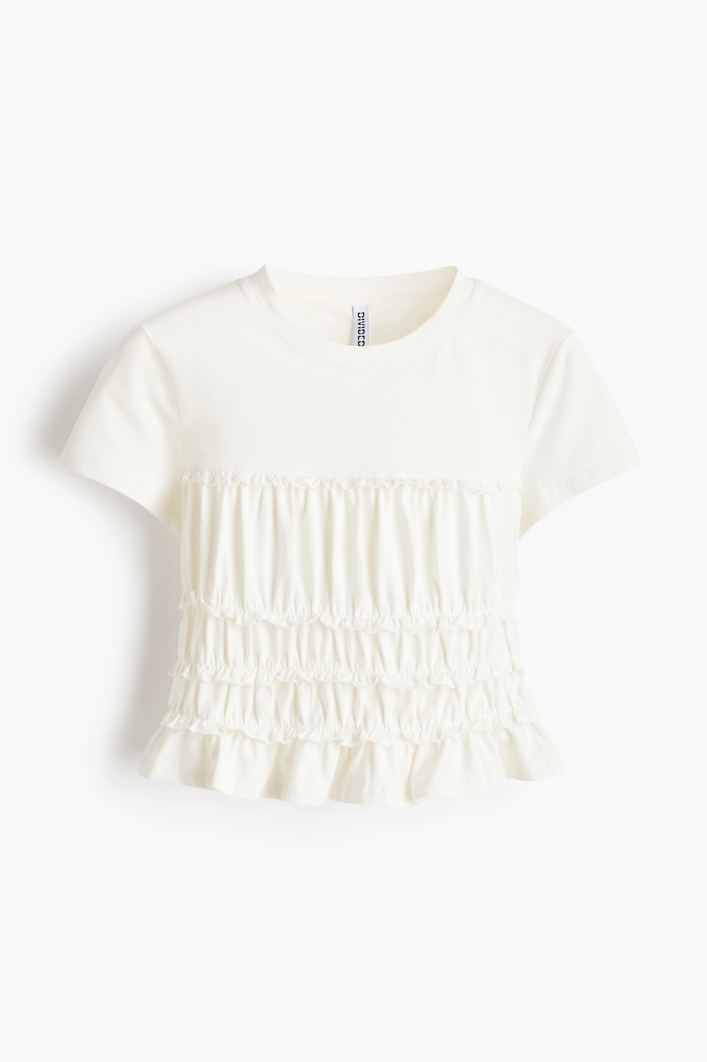 Frill-trimmed cotton top - White/Red/Light blue
