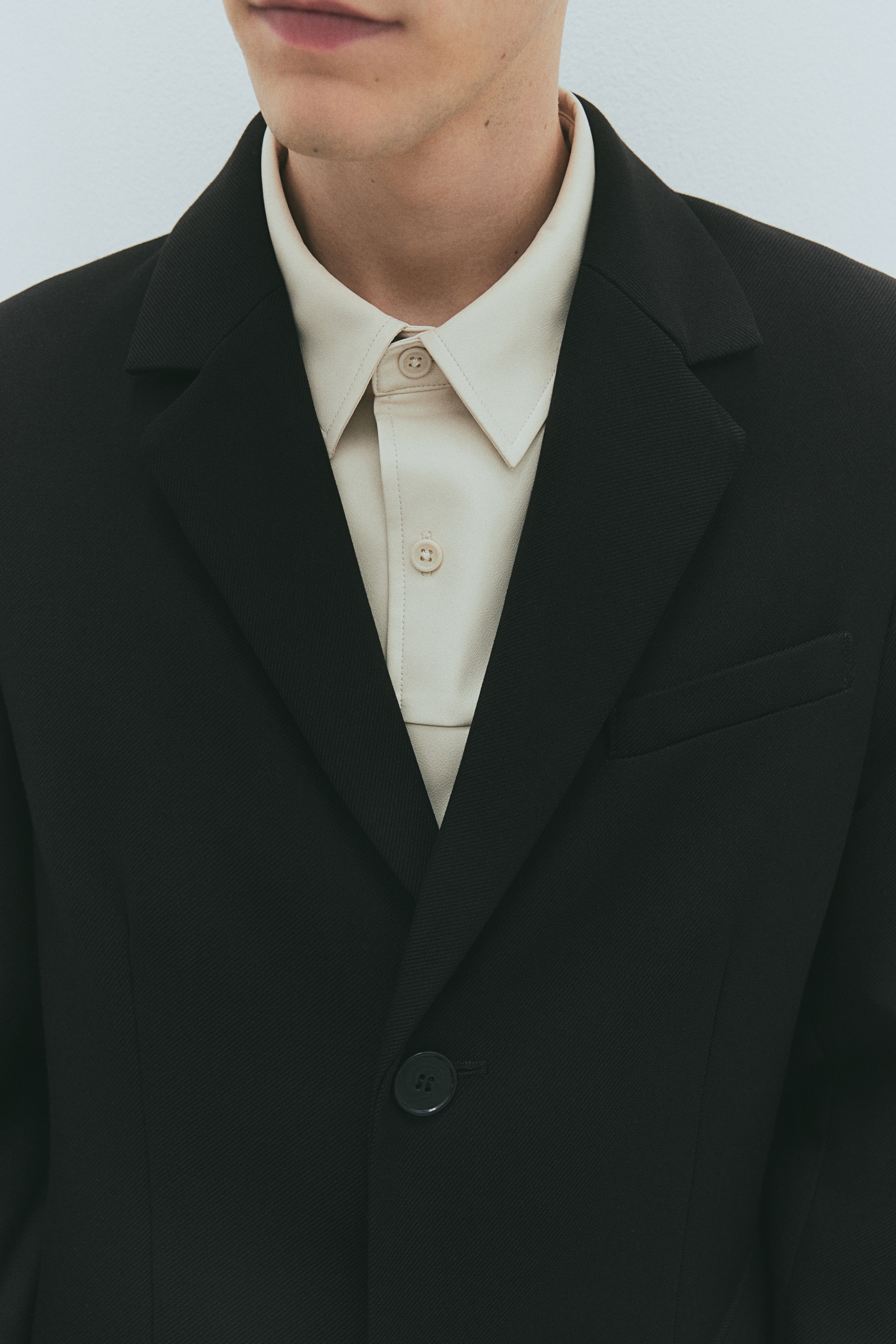 Kaput Regular Fit - Crna/Svetla sivobež