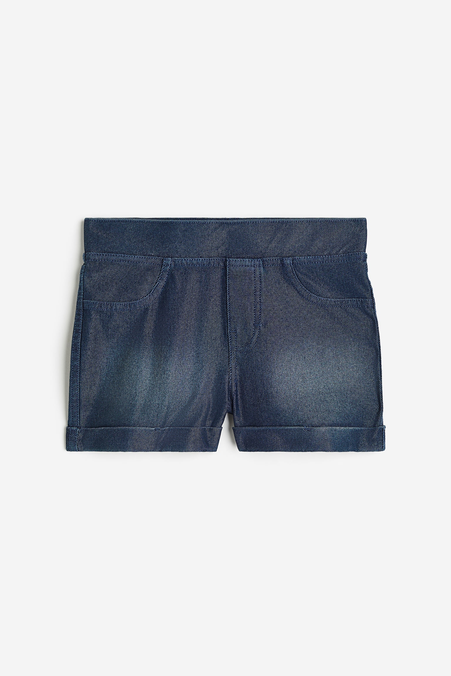 Denim-look Shorts - Dark blue/Black - 1