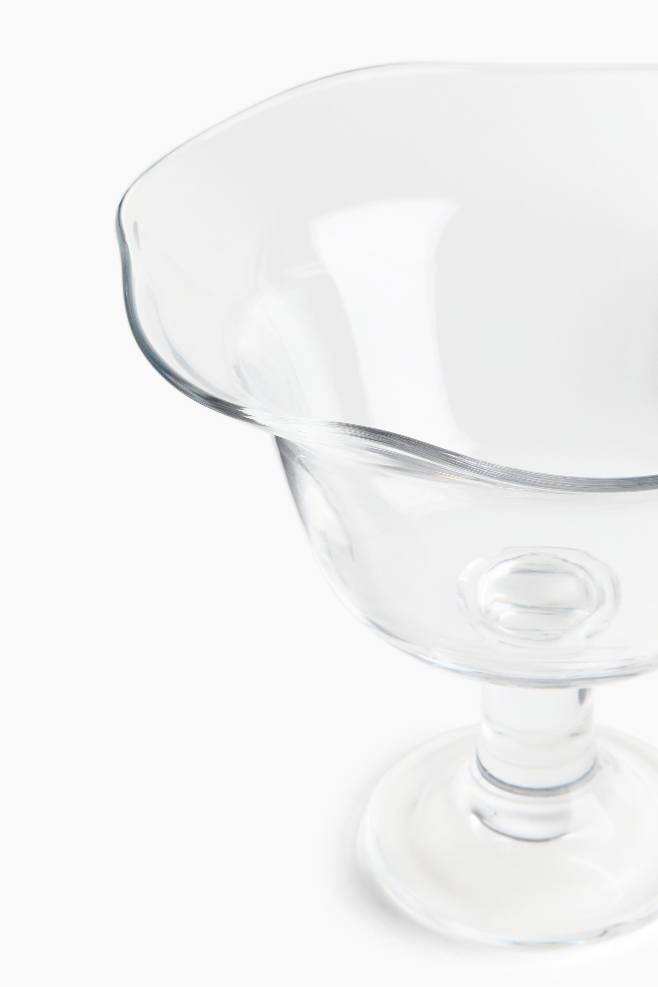Footed Irregular-Shaped Glass Serving Bowl