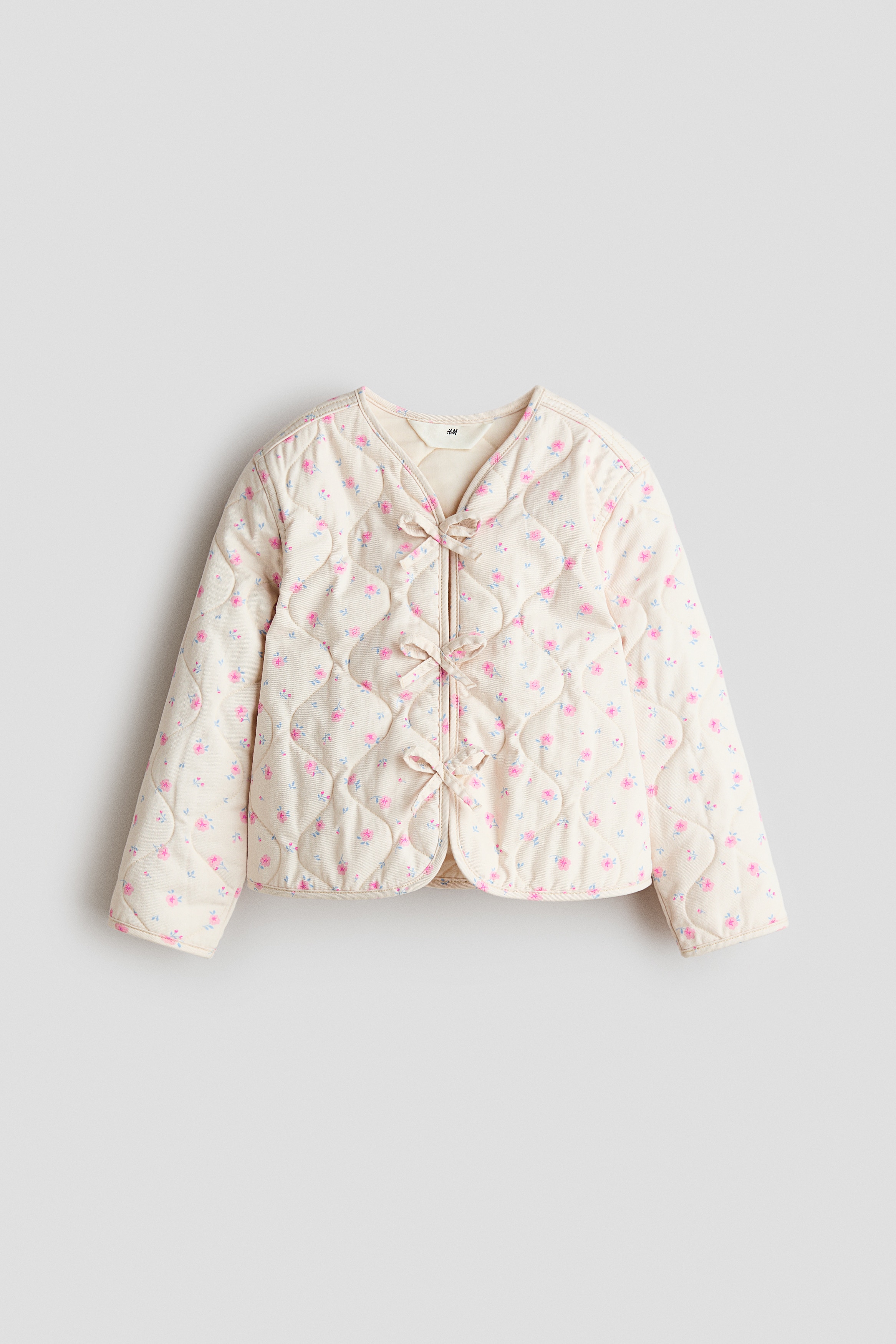キルティングデニムジャケット - ライトベージュ／フローラル - Kids