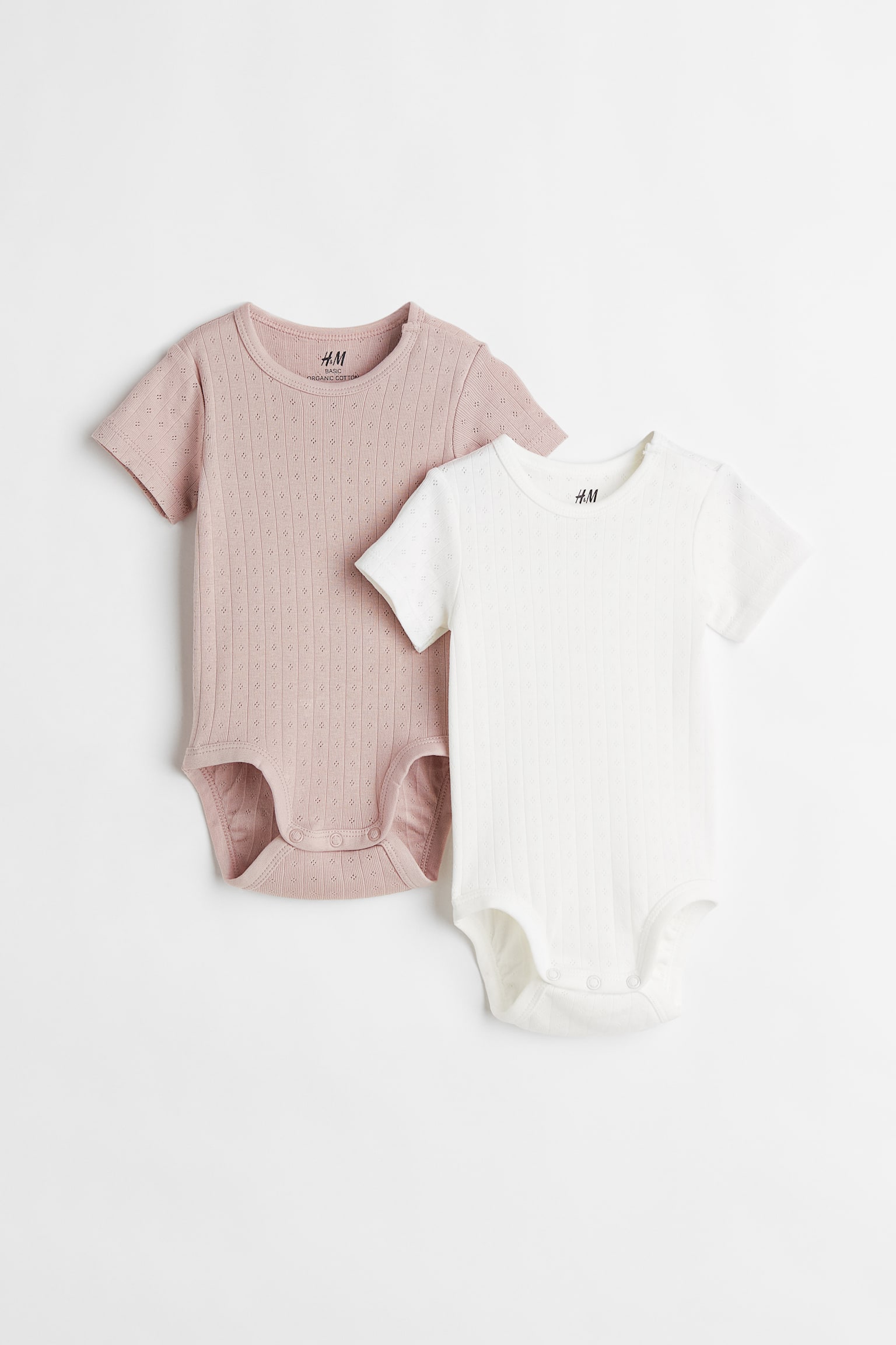 מארז 2 בגדי גוף מכותנה - ורוד בהיר/לבן - 1