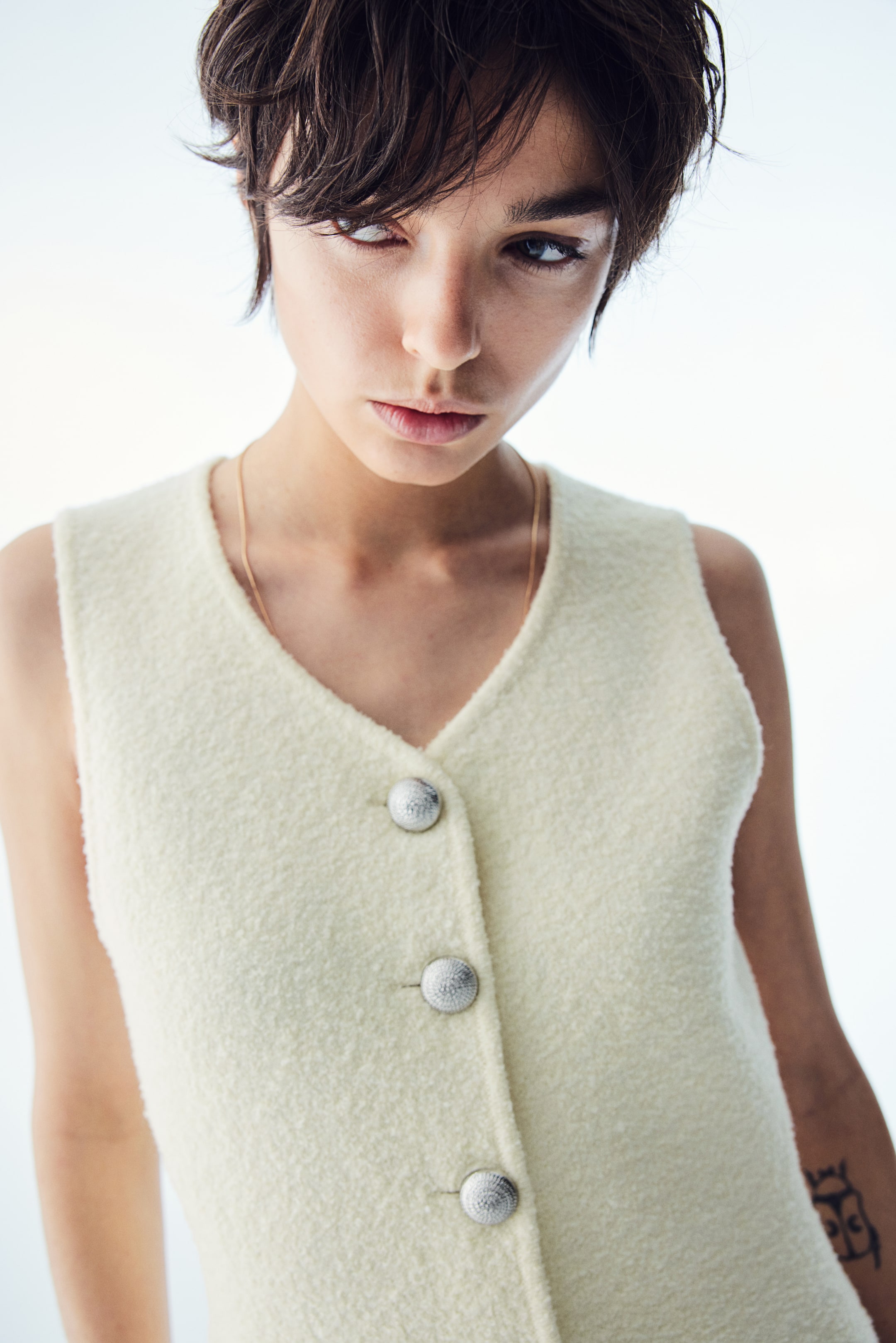 Wool-Blend Button-Front Sweater Vest