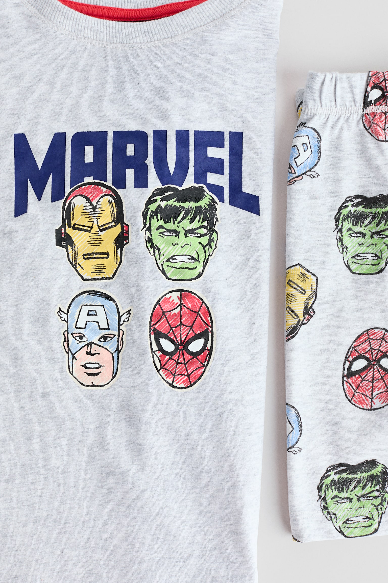 Printed cotton pyjamas - Light grey marl/Marvel Comics - 2